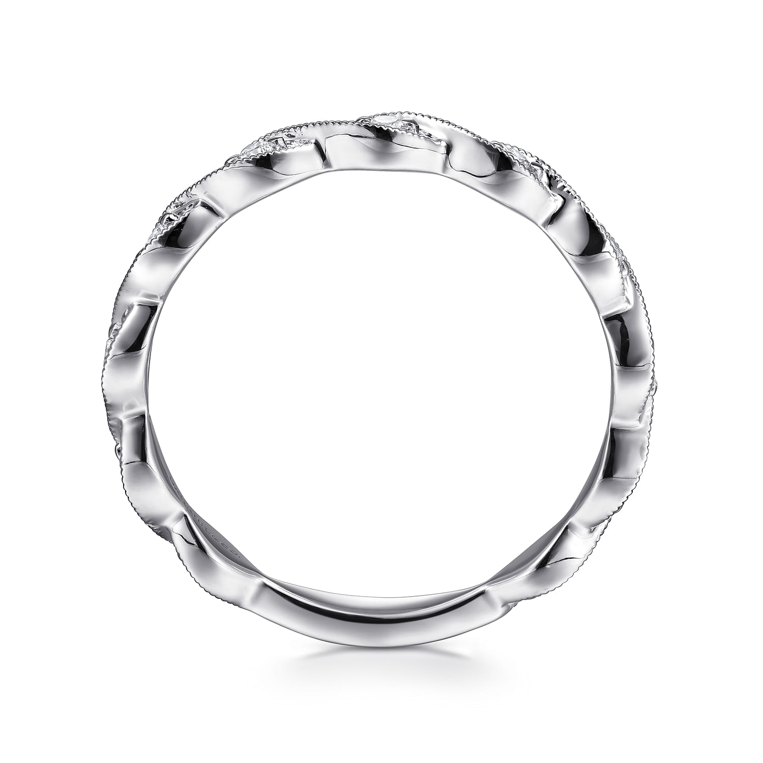 Twisted Diamond Stackable Ring in 14K White Gold, photograph 2