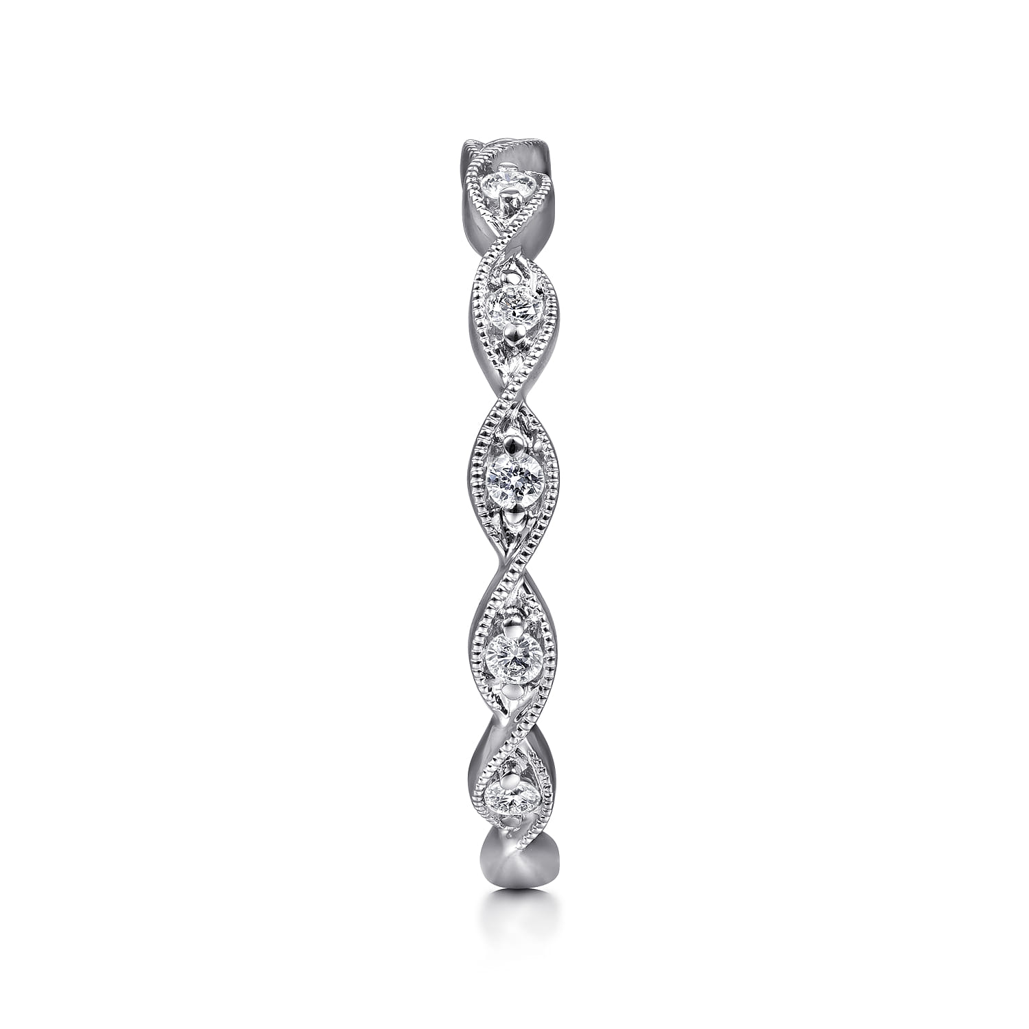 Twisted Diamond Stackable Ring in 14K White Gold, photograph 4
