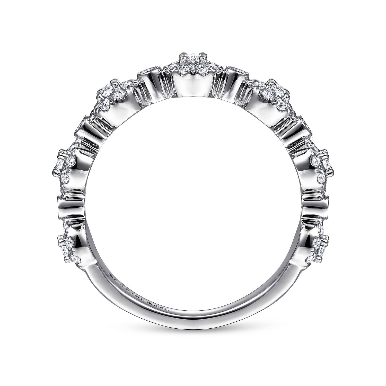Diamond Pave Station Stackable Ring in 14K White Gold, photograph 2