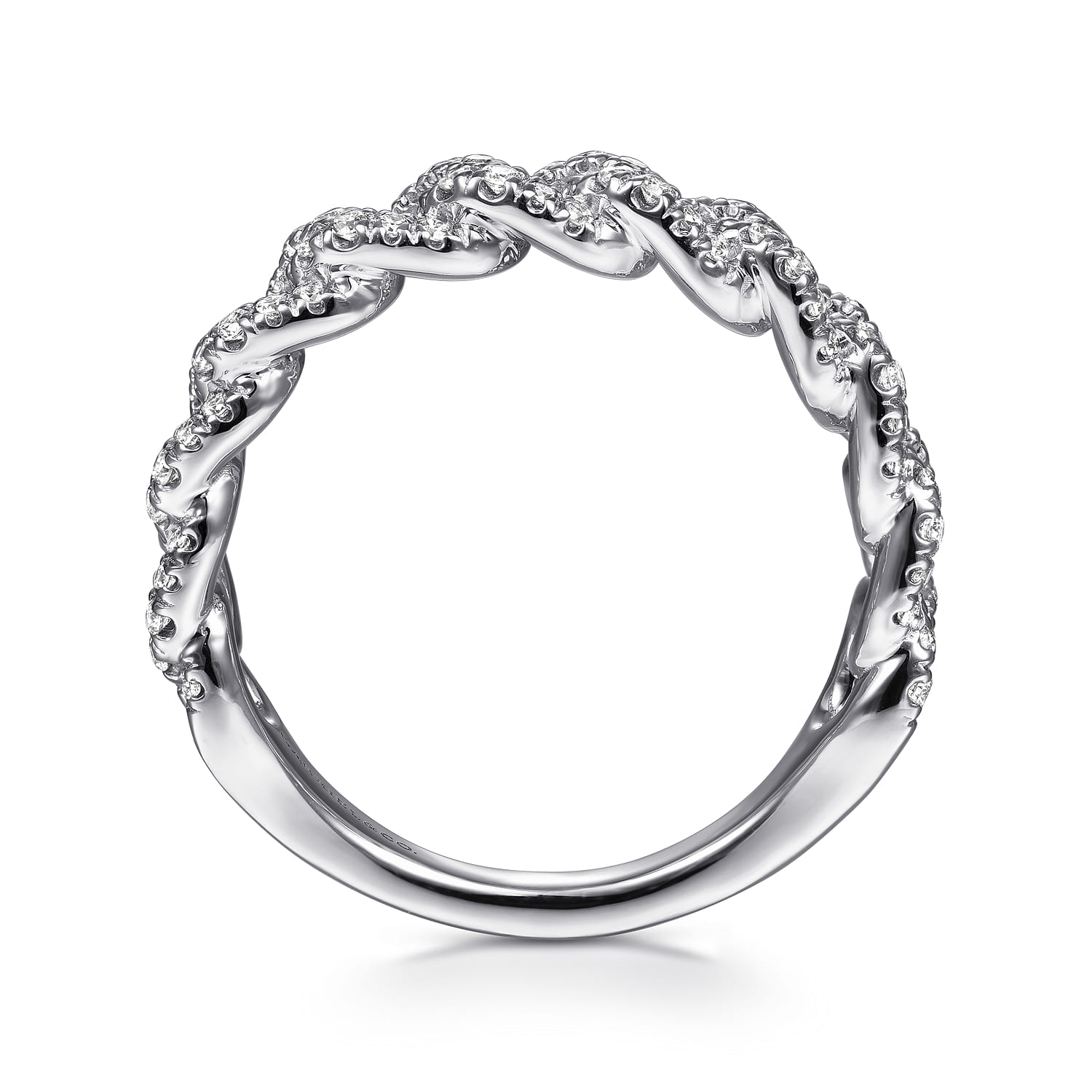 Chain Link Stackable Diamond Ring in 14K White Gold, photograph 2