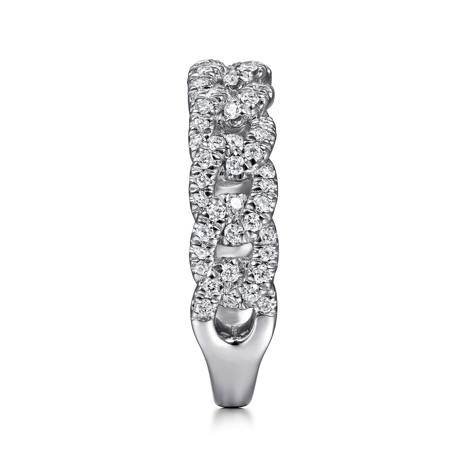 Chain Link Stackable Diamond Ring in 14K White Gold, photograph 4