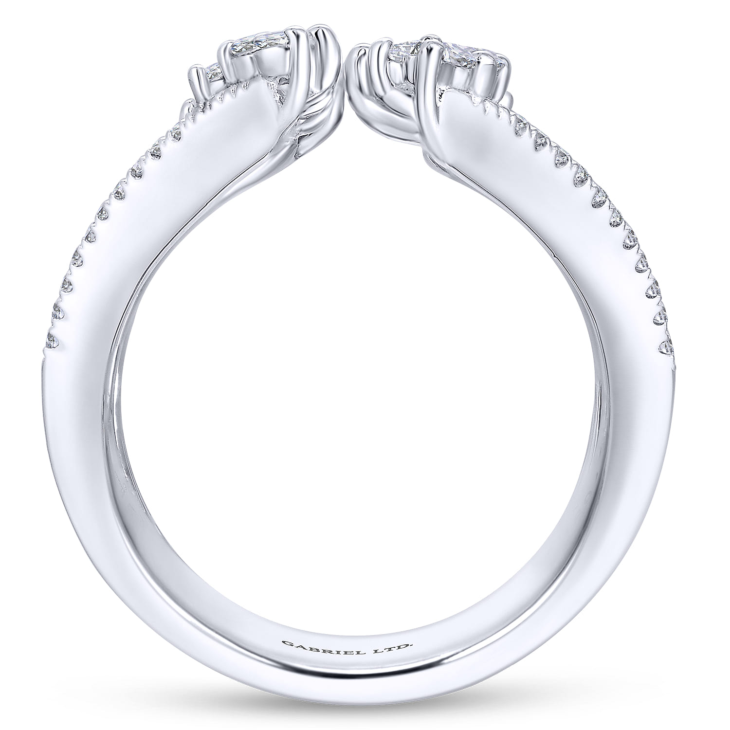 Wide Band Open Diamond Statement Ring in 18K White Gold, photograph 2