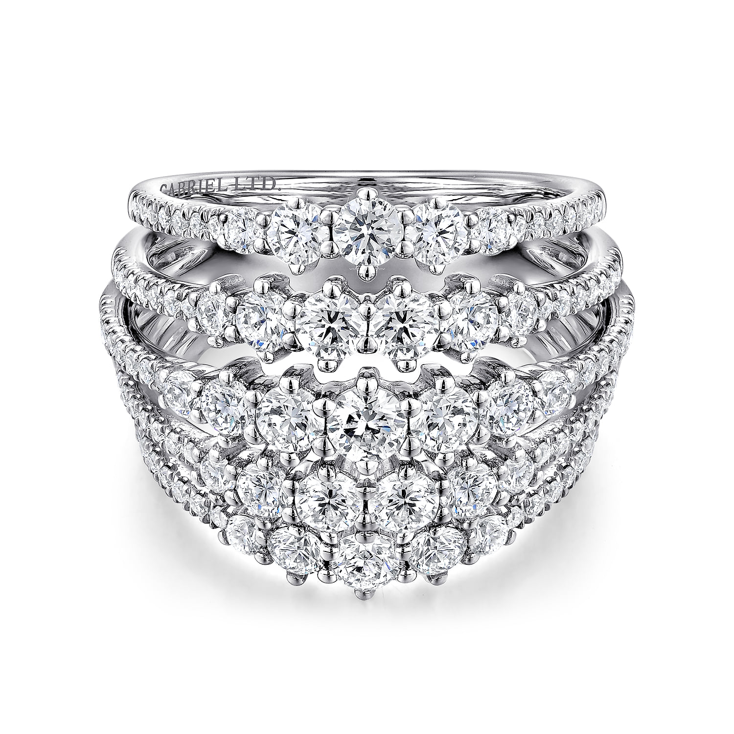 Multi Row Diamond Station Ring