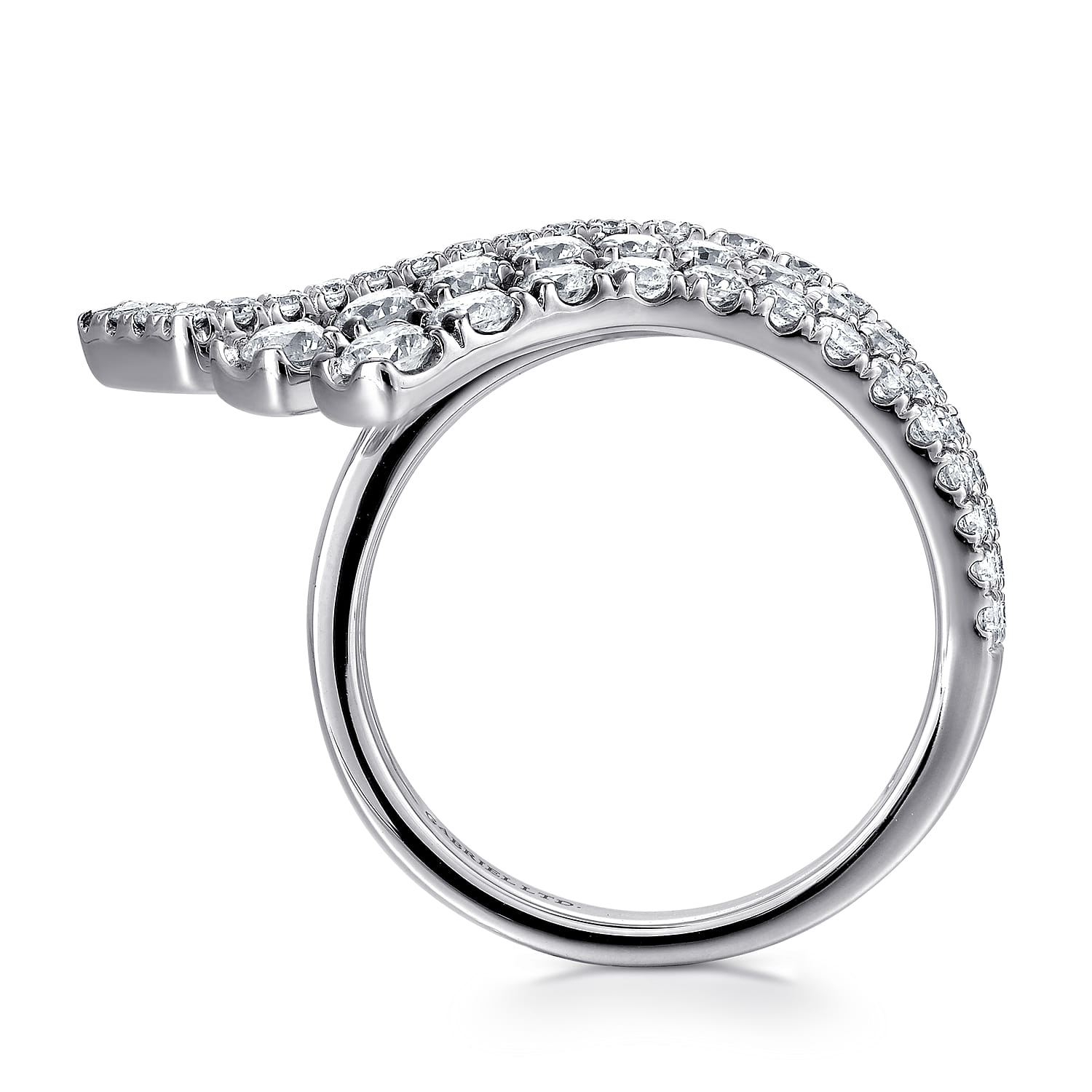 Horizontal Diamond Fan Ring in 18K White Gold, photograph 2