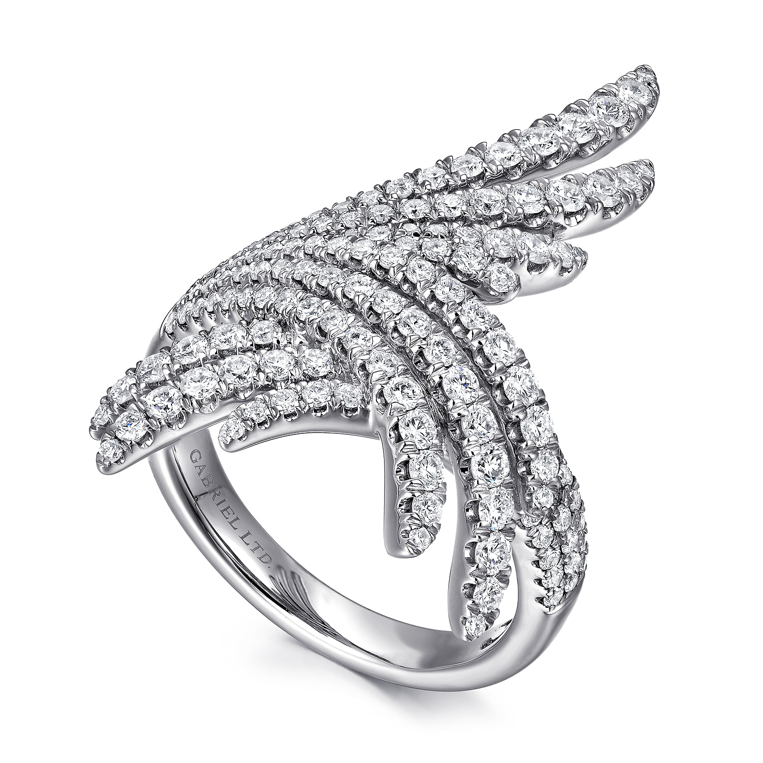 Intersecting Diamond Statement Ring in 18K White Gold, photograph 3