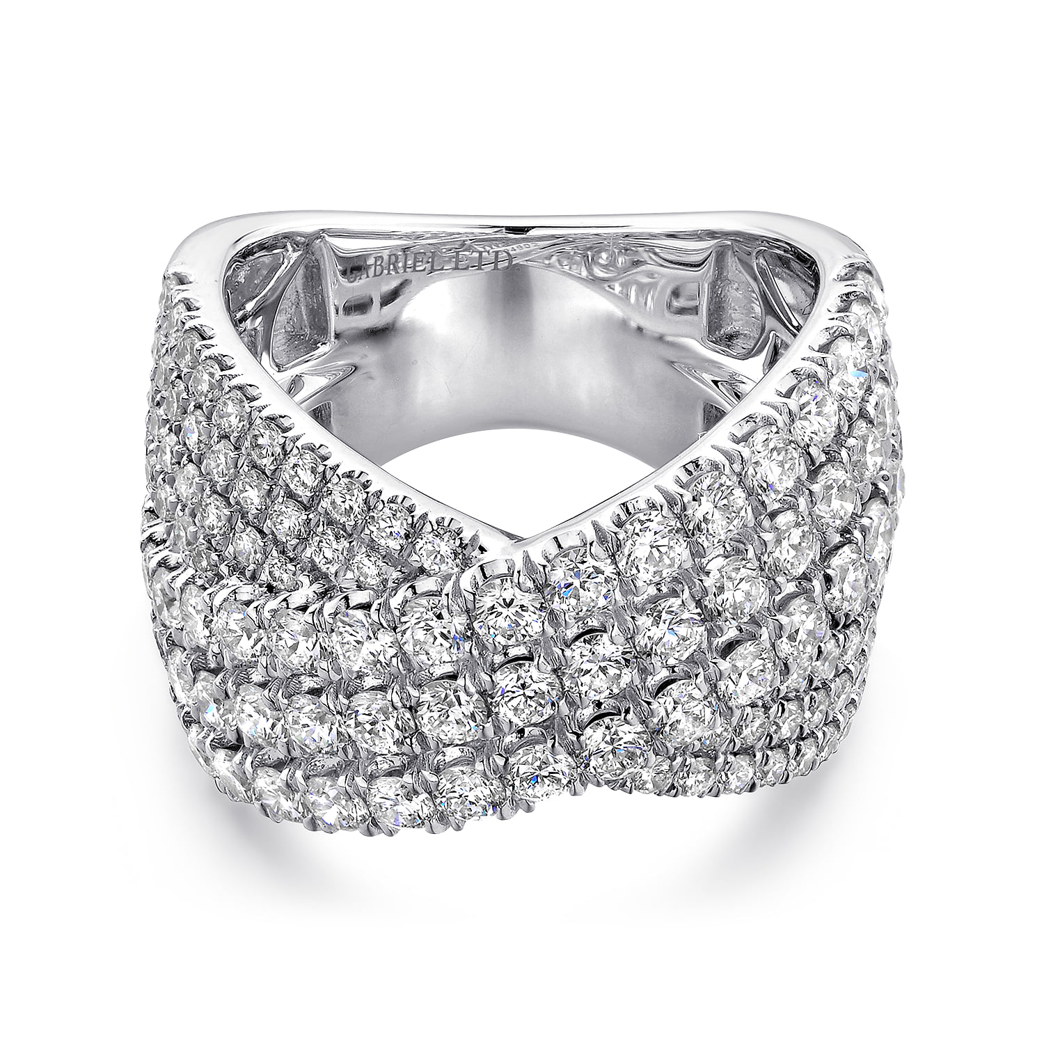 Multi Row Diamond Criss Cross Ring