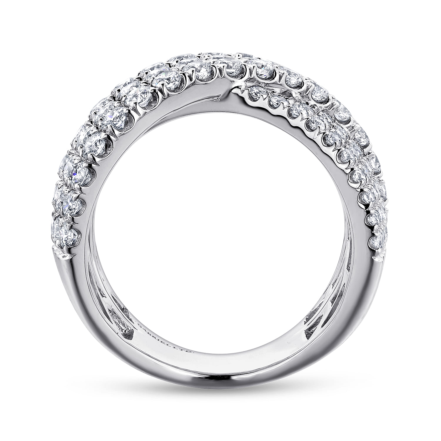 Multi Row Diamond Criss Cross Ring in 18K White Gold, photograph 2