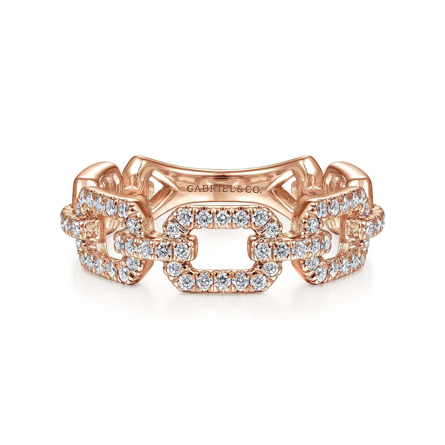 Pave Diamond Chain Link Ring Band