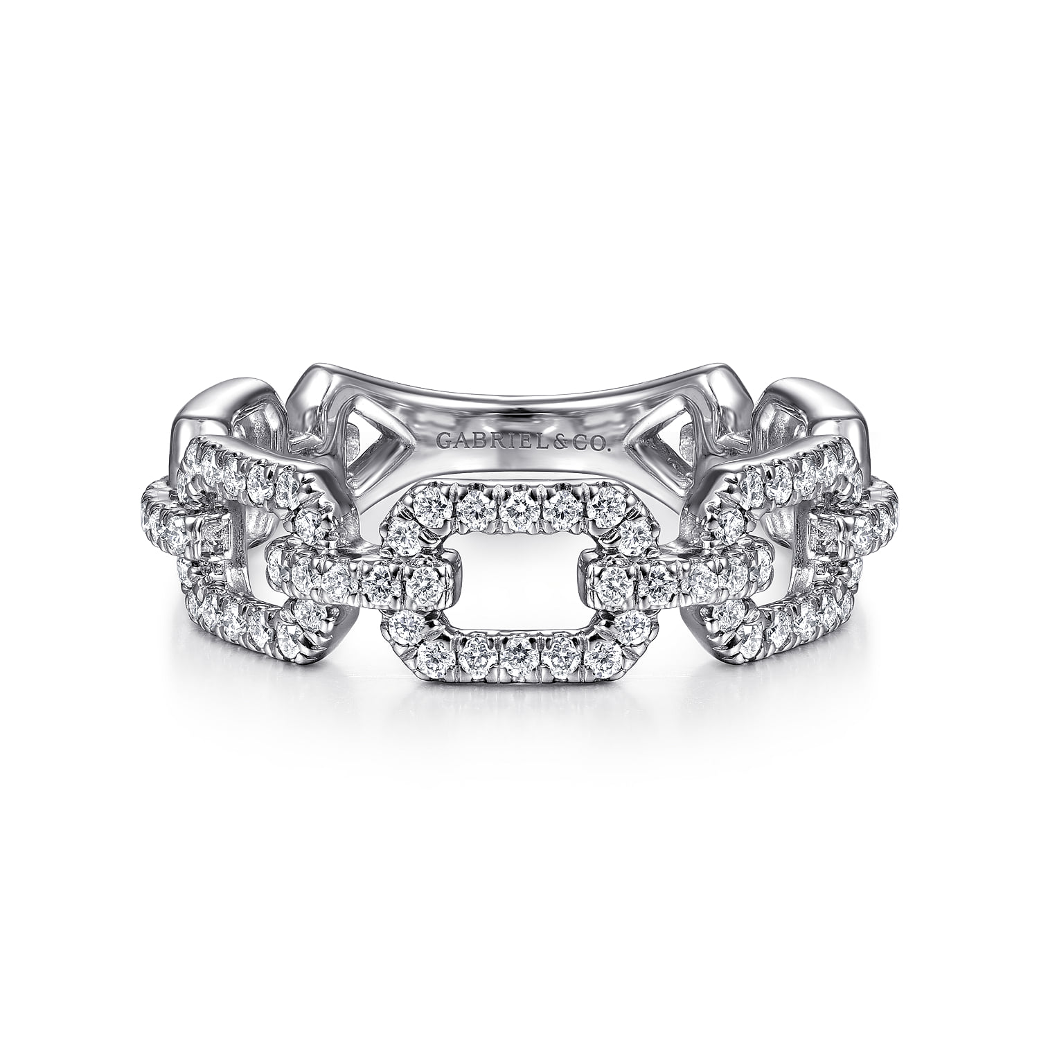 Pave Diamond Chain Link Ring Band