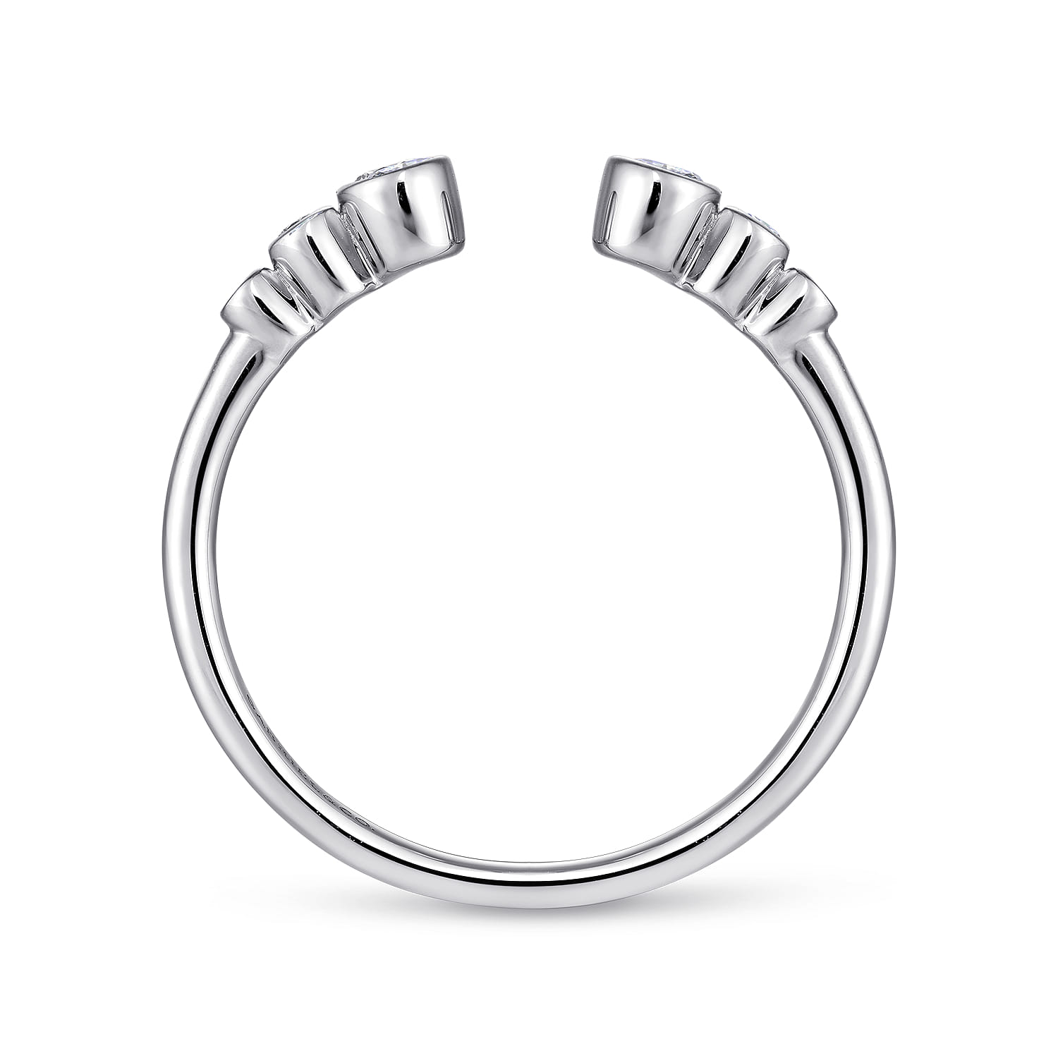 Bezel Set Diamond Split Stackable Ring in 14K White Gold, photograph 2