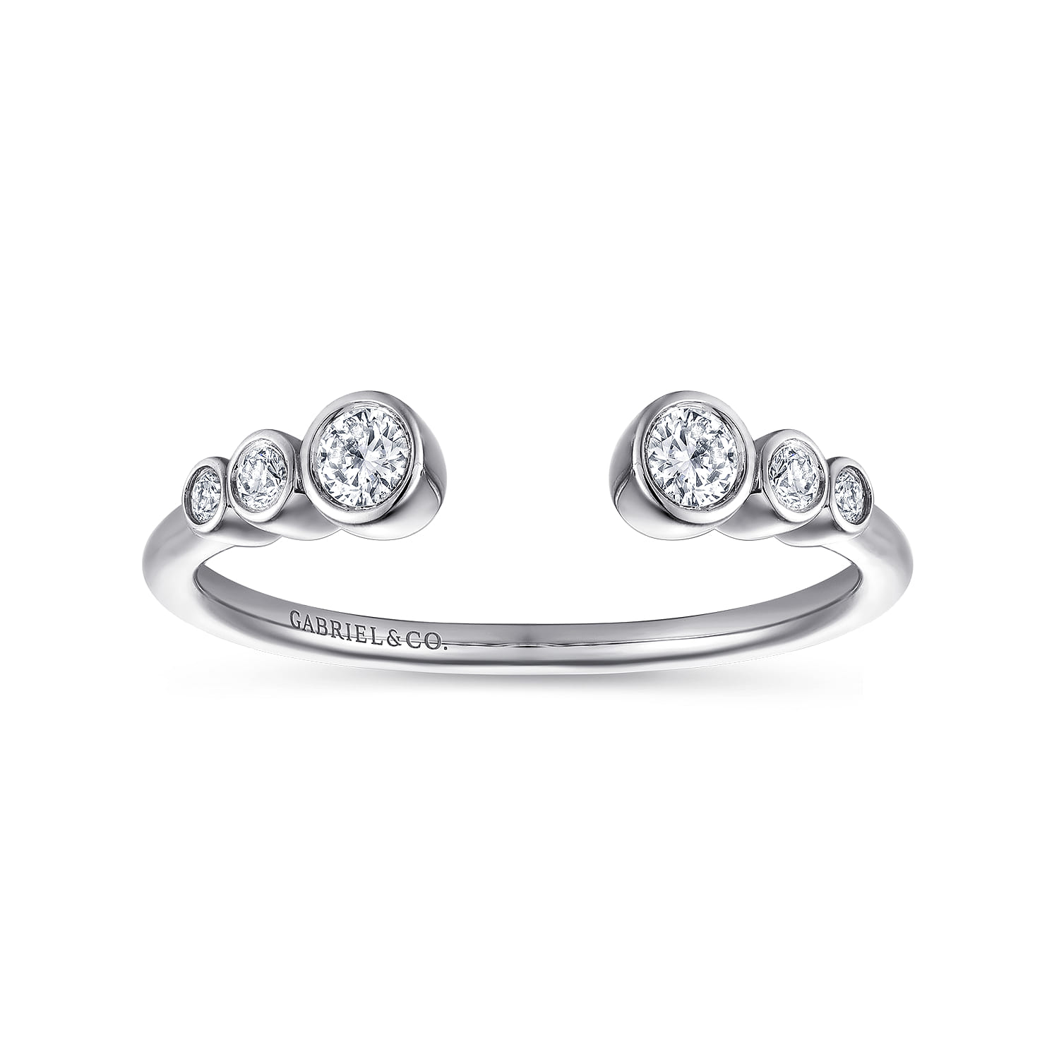 Bezel Set Diamond Split Stackable Ring in 14K White Gold, photograph 4