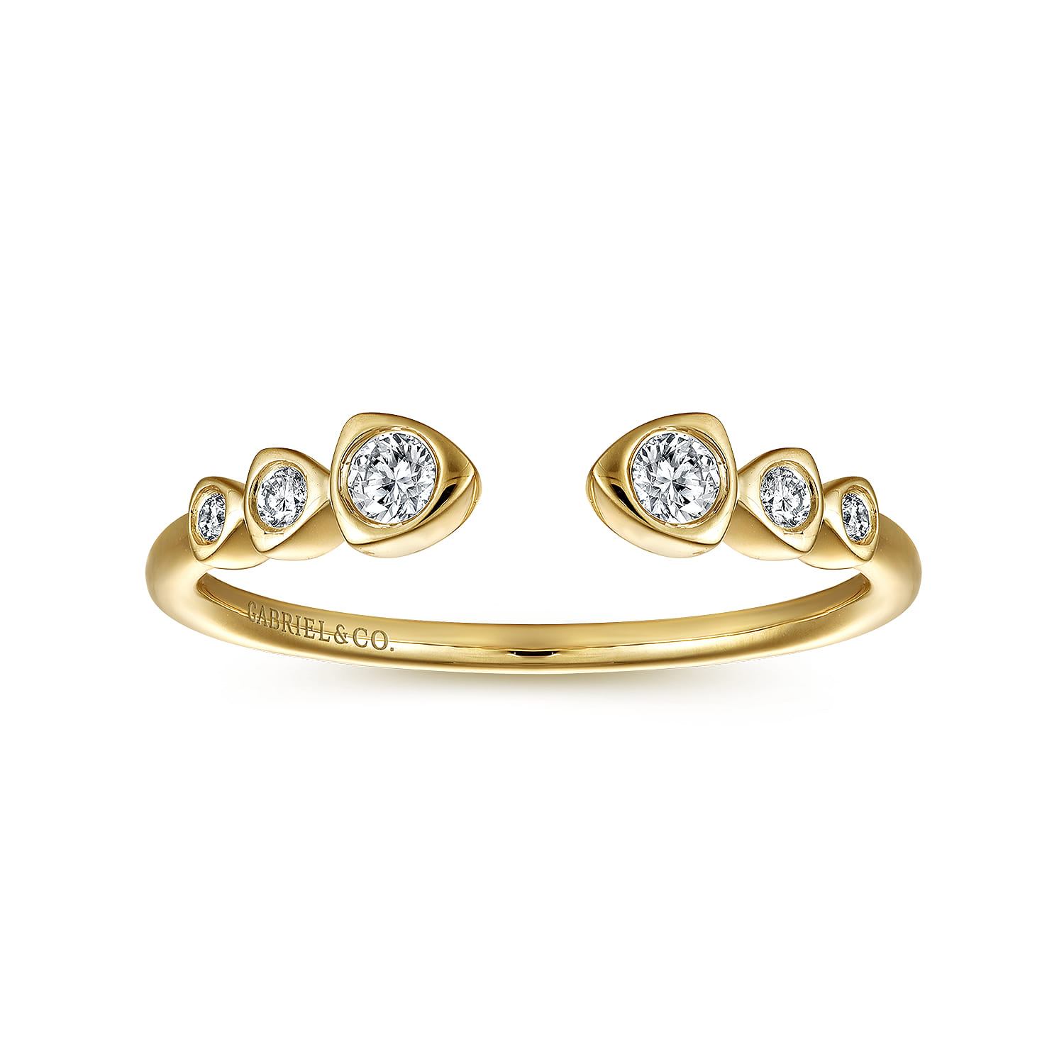 Bezel Set Diamond Split Stackable Ring in 14K Yellow Gold, photograph 4