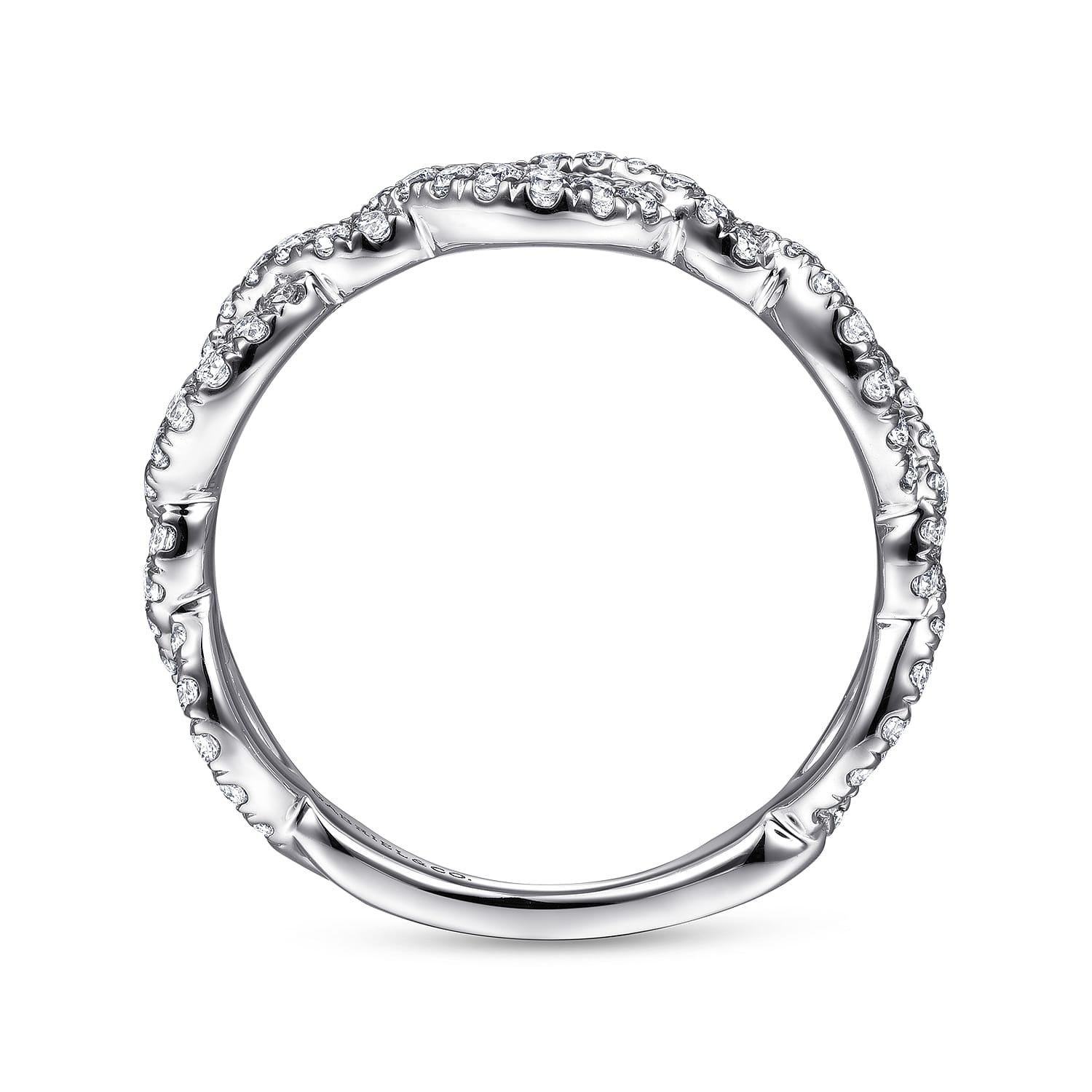 Twisted Pave Diamond Stackable Ring in 14K White Gold, photograph 2