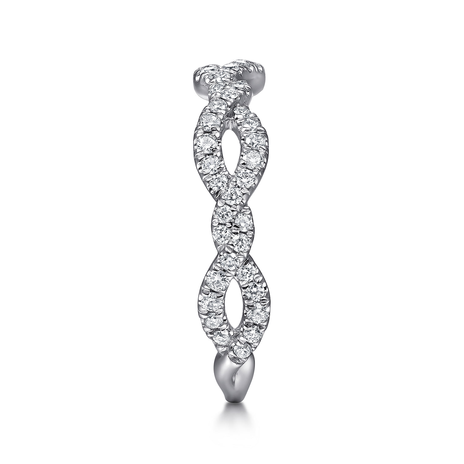 Twisted Pave Diamond Stackable Ring in 14K White Gold, photograph 4