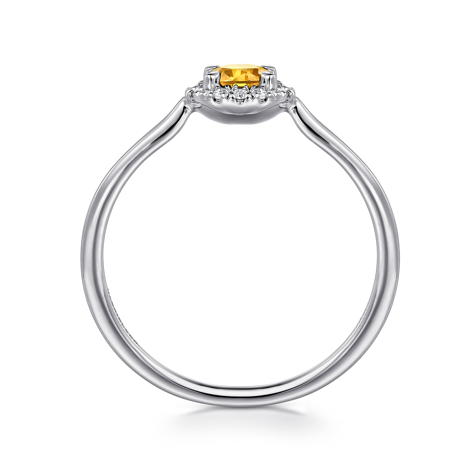 Citrine and Diamond Halo Promise Ring in 14K White Gold, photograph 2