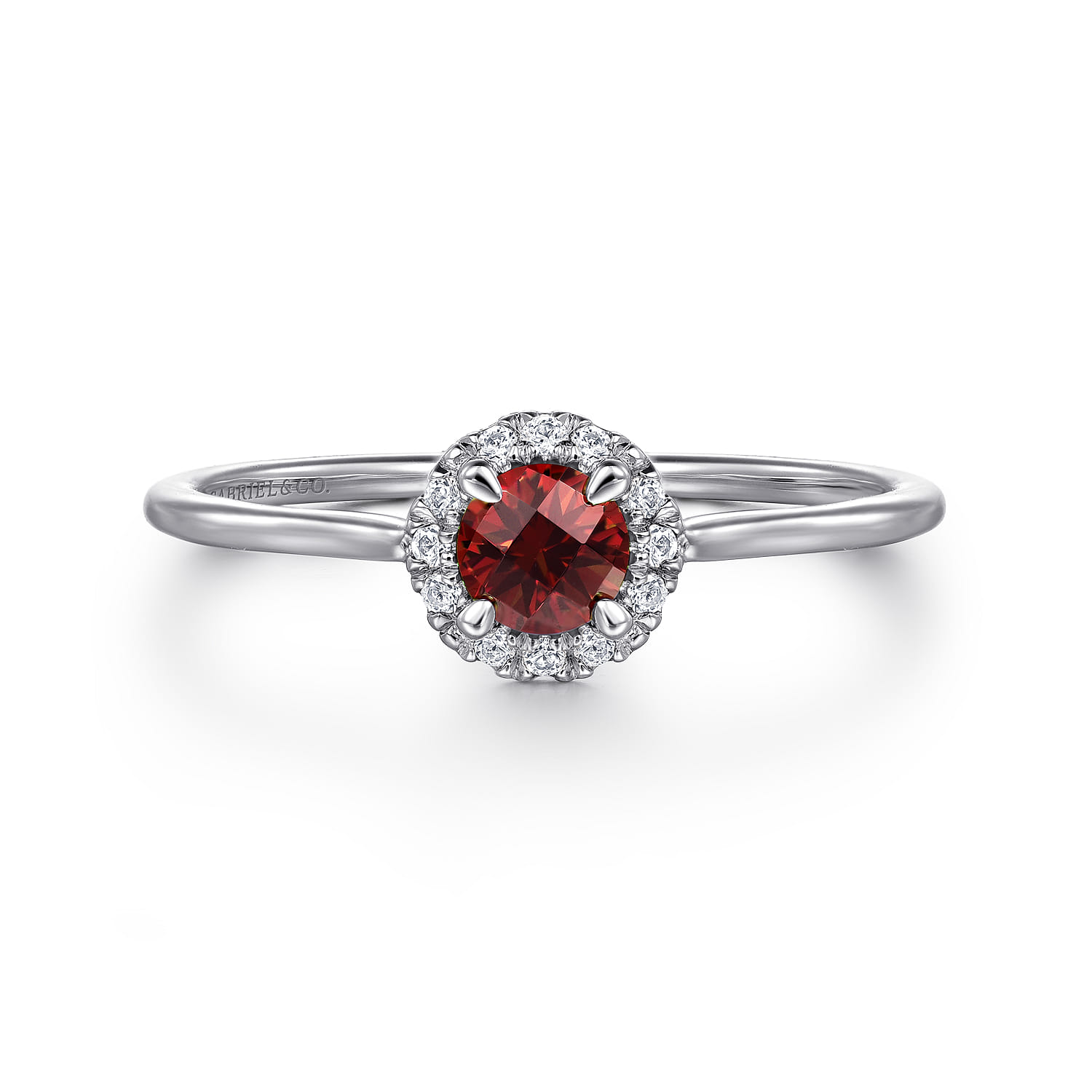 Garnet and Diamond Halo Ring
