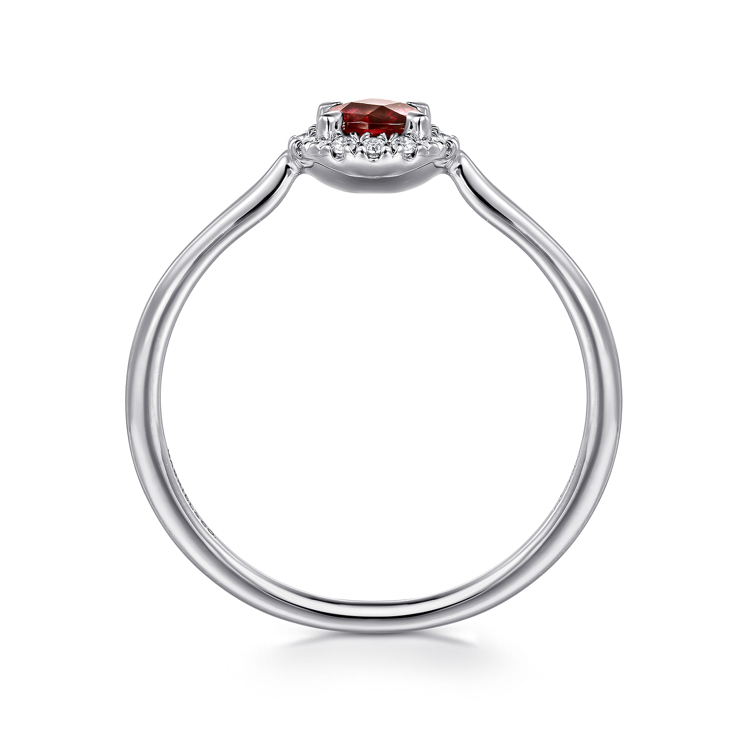 Garnet and Diamond Halo Ring in 14K White Gold, photograph 2