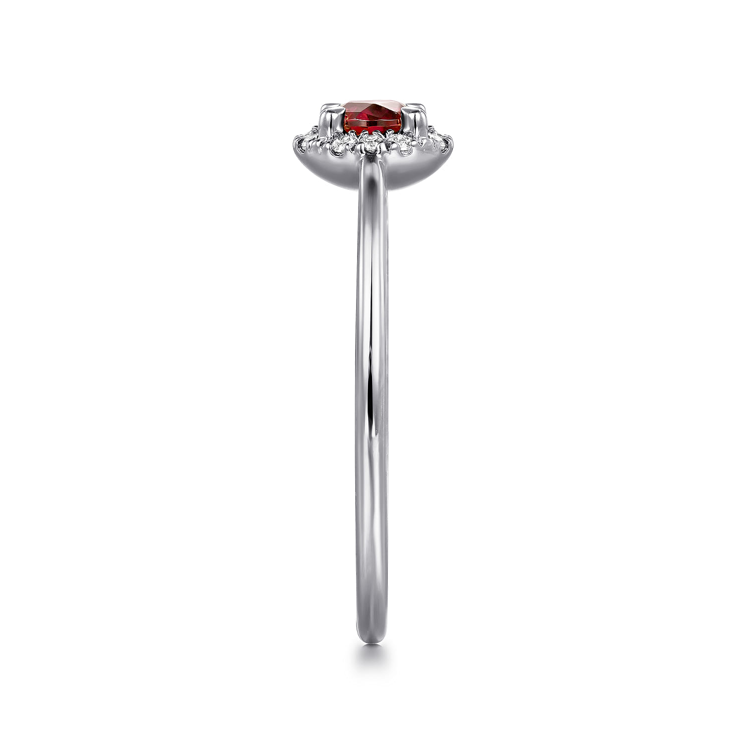 Garnet and Diamond Halo Ring in 14K White Gold, photograph 4