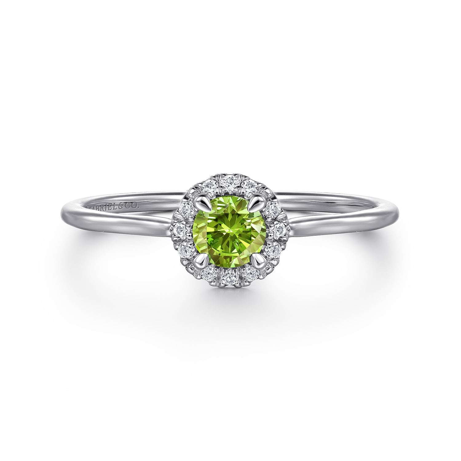 Peridot and Diamond Halo Promise Ring