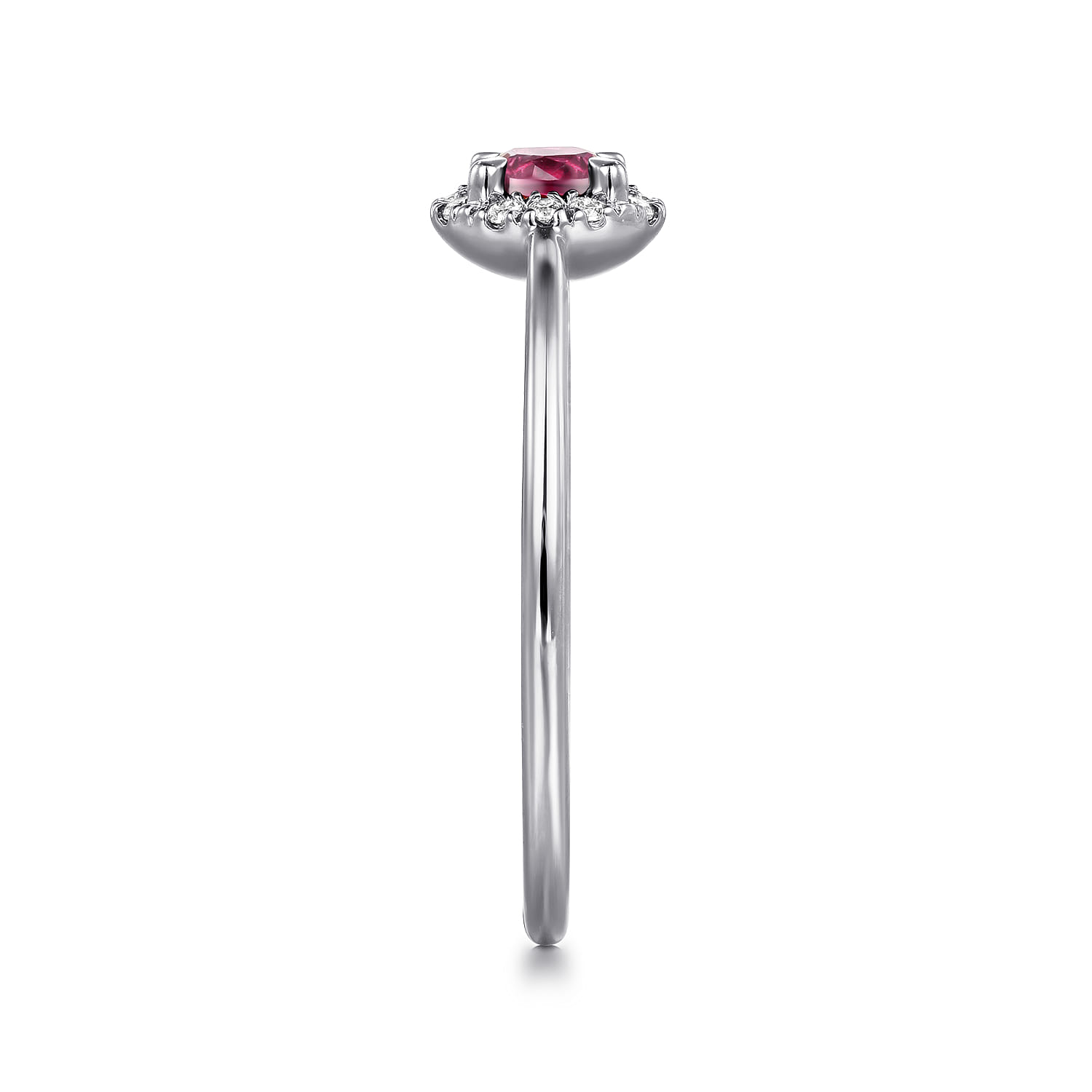 Pink Tourmaline and Diamond Halo Promise Ring in 14K White Gold, photograph 4