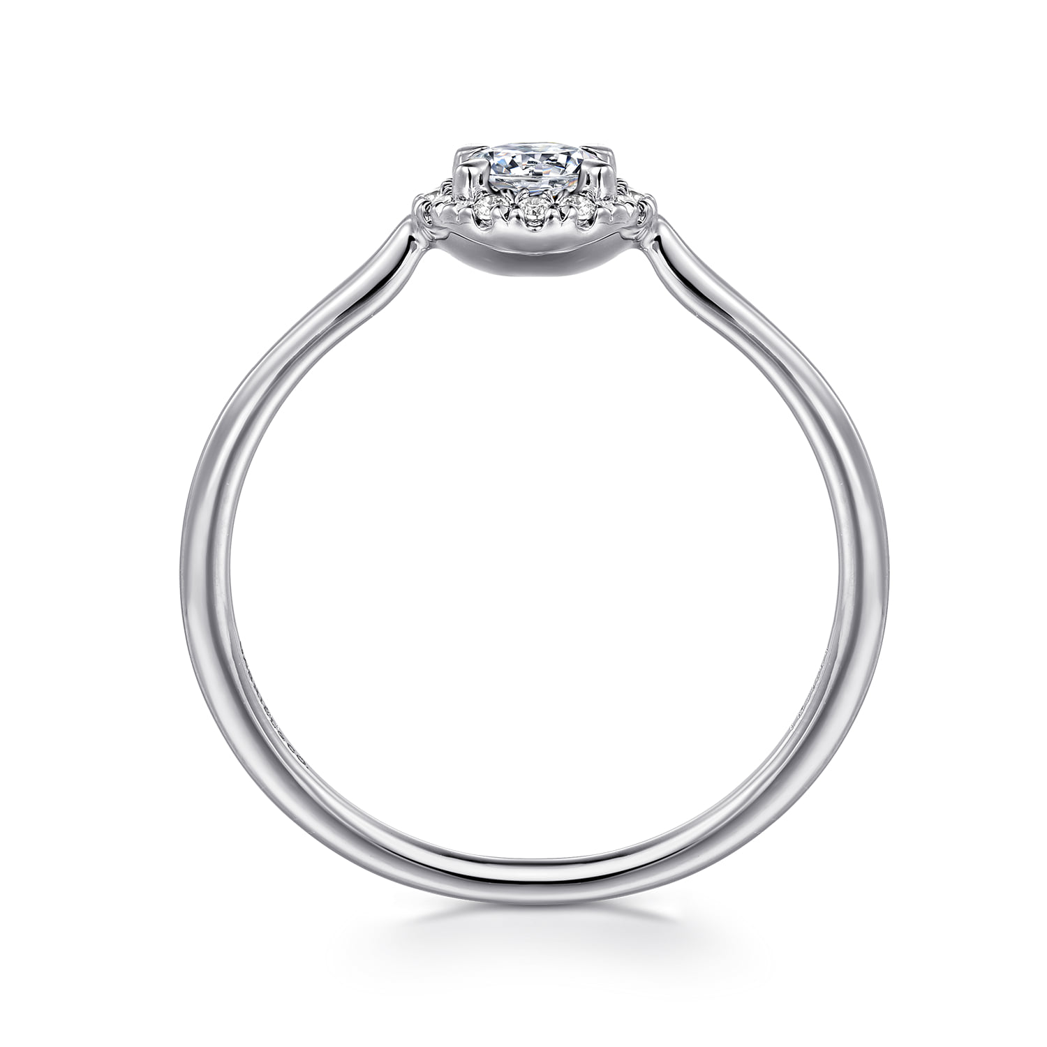 White Sapphire and Diamond Halo Promise Ring in 14K White Gold, photograph 2