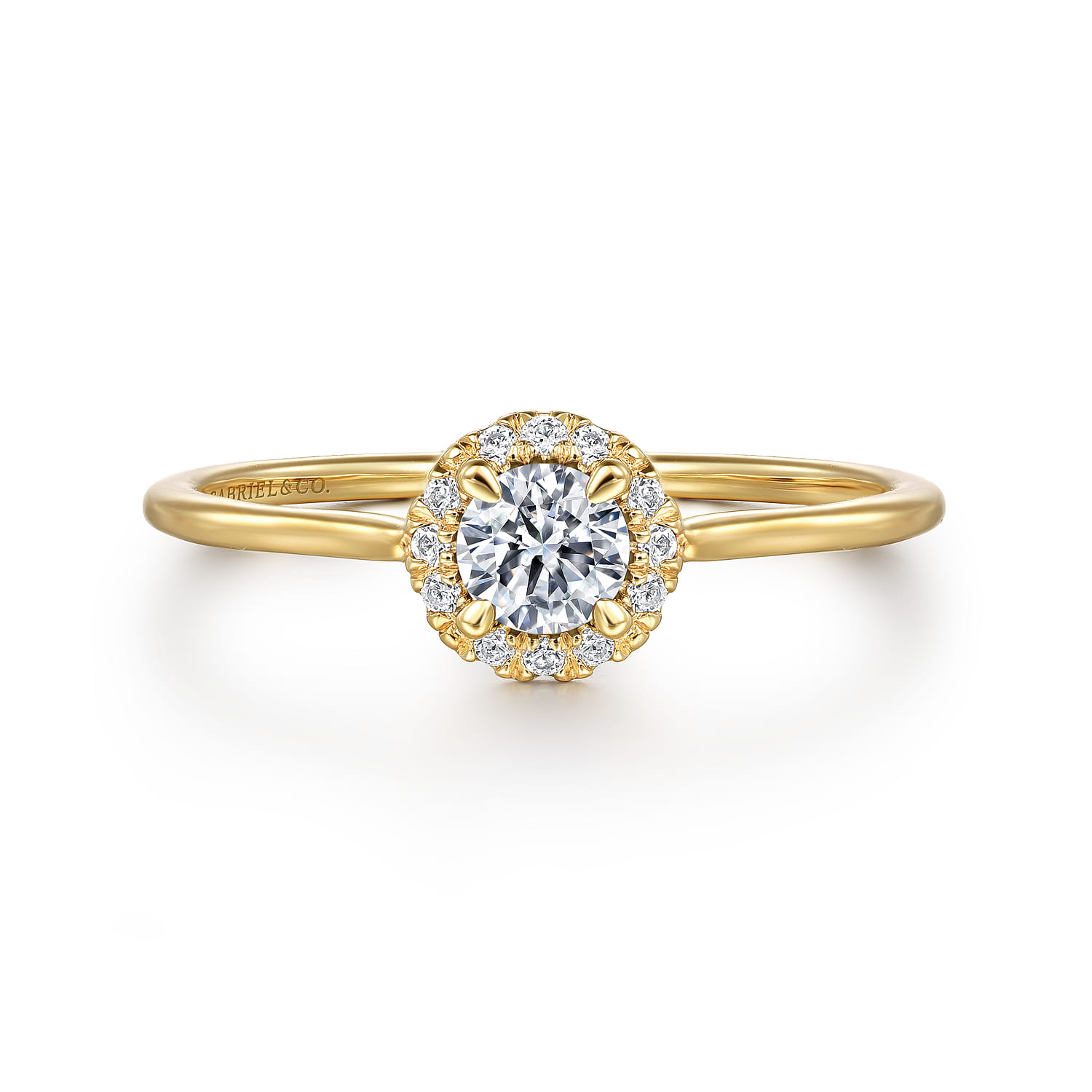 Diamond Halo Promise Ring in 14K Yellow Gold
