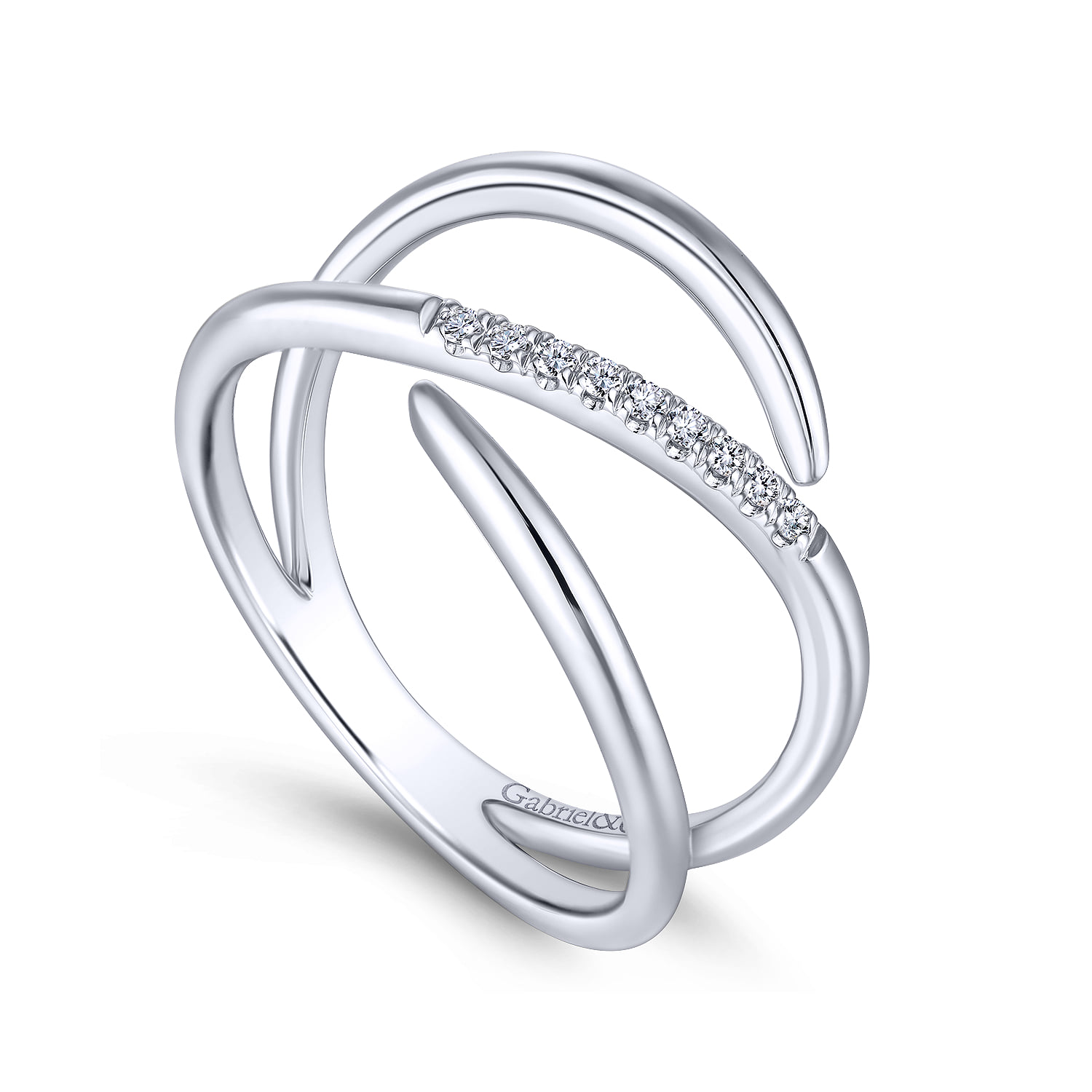 Split Foundation Pave Diamond Wrap Ring in 14K White Gold, photograph 3