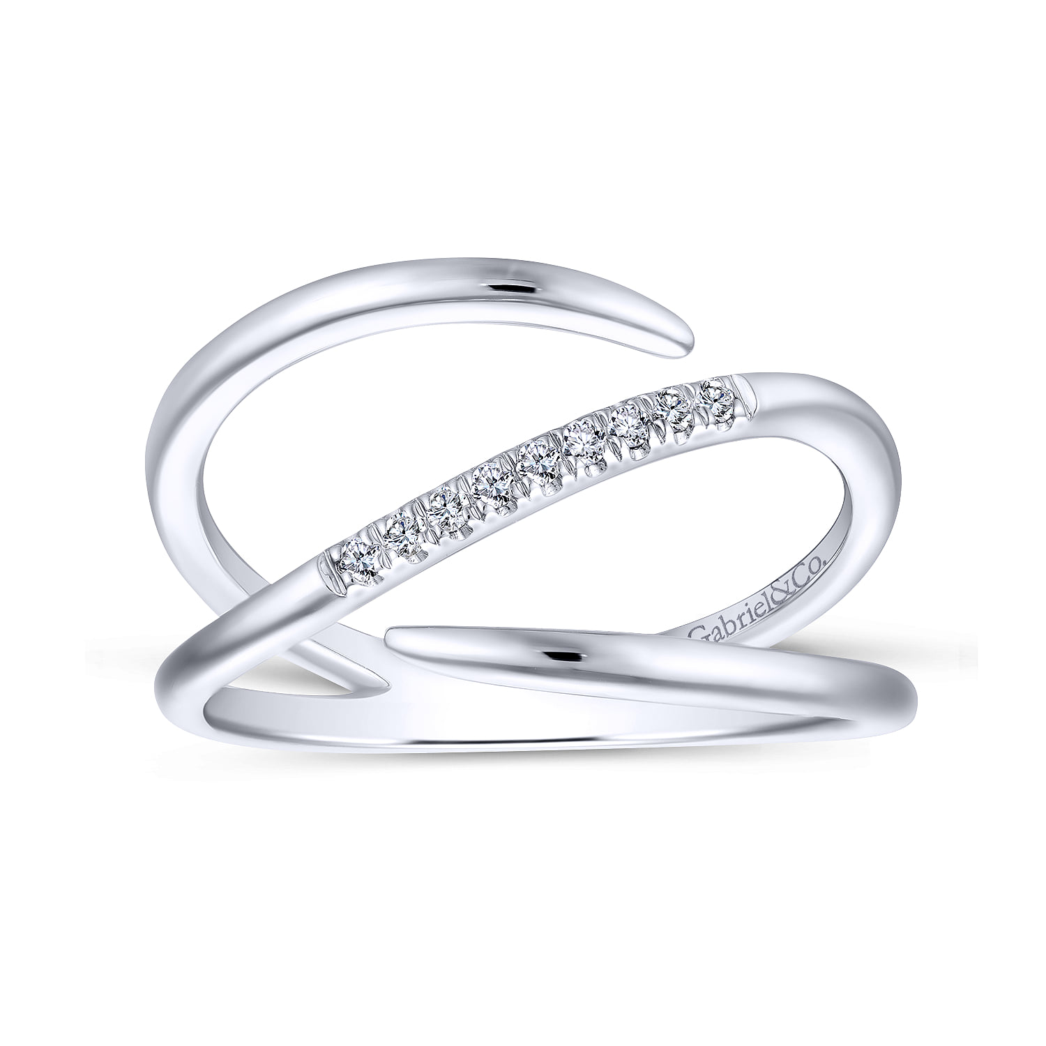 Split Foundation Pave Diamond Wrap Ring in 14K White Gold, photograph 4