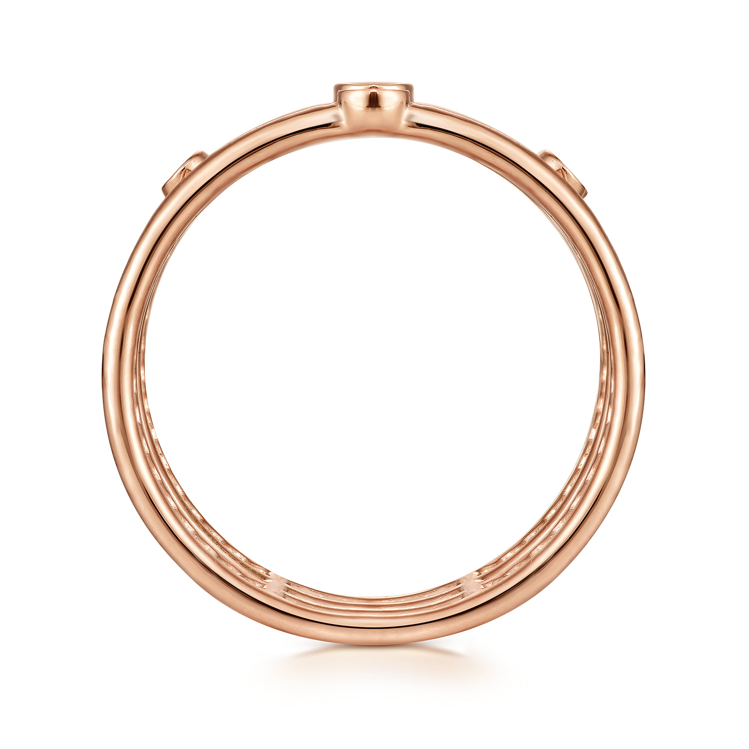 Bezel Set Diamond Station Layered Ring in 14K Rose Gold, photograph 2