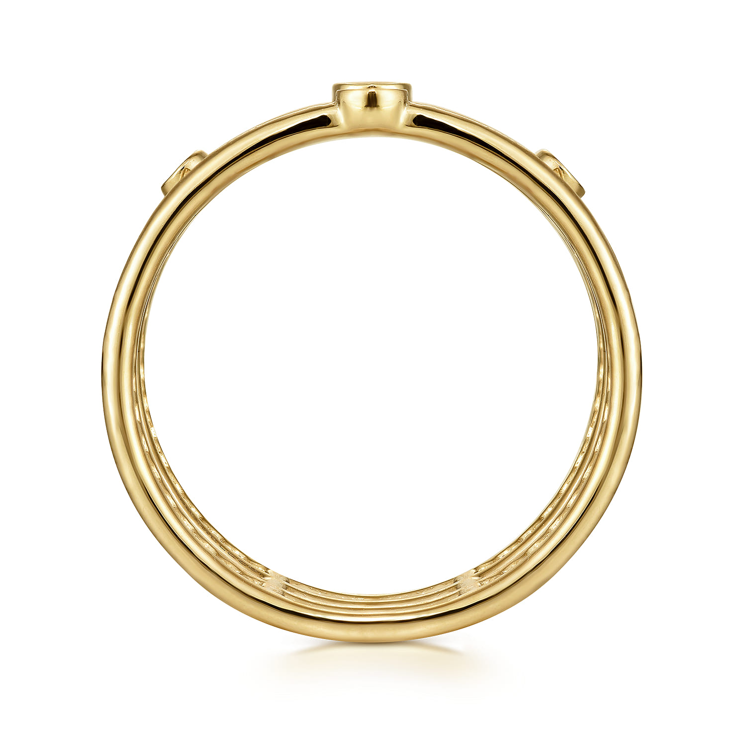 Bezel Set Diamond Station Layered Ring in 14K Yellow Gold, photograph 2
