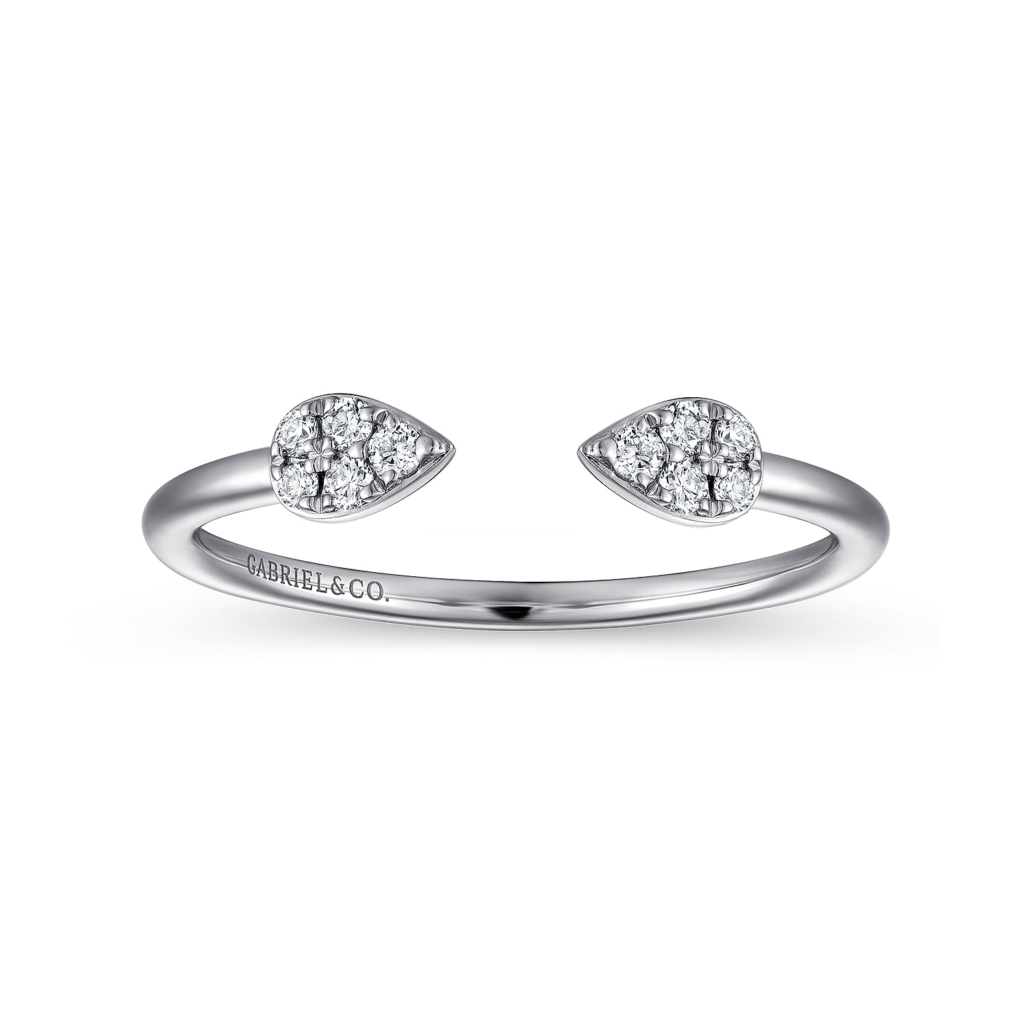 Teardrop Pave Diamond Split Ring in 14K White Gold, photograph 4