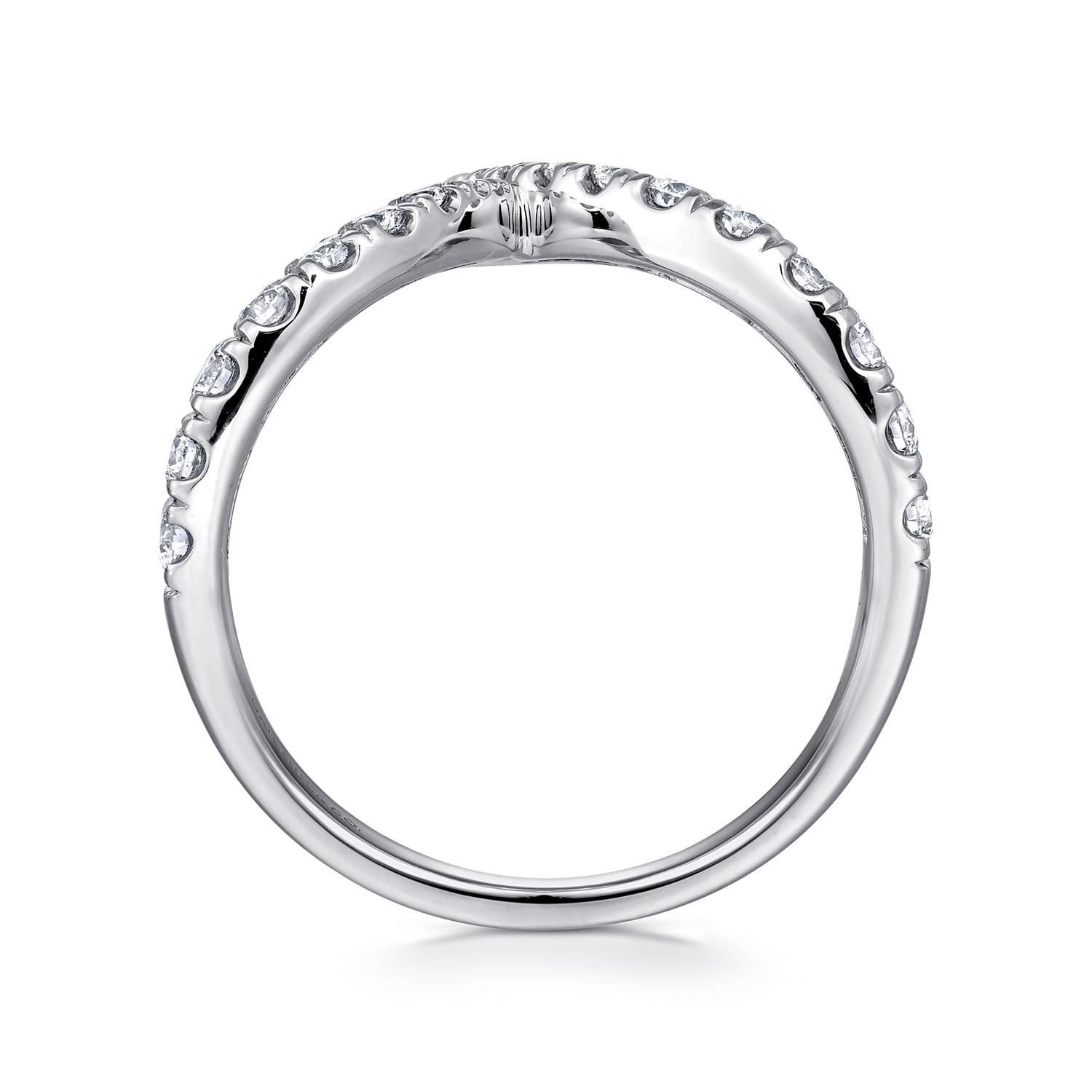 V Shaped Bypass Diamond Ring in 14K White Gold, photograph 2