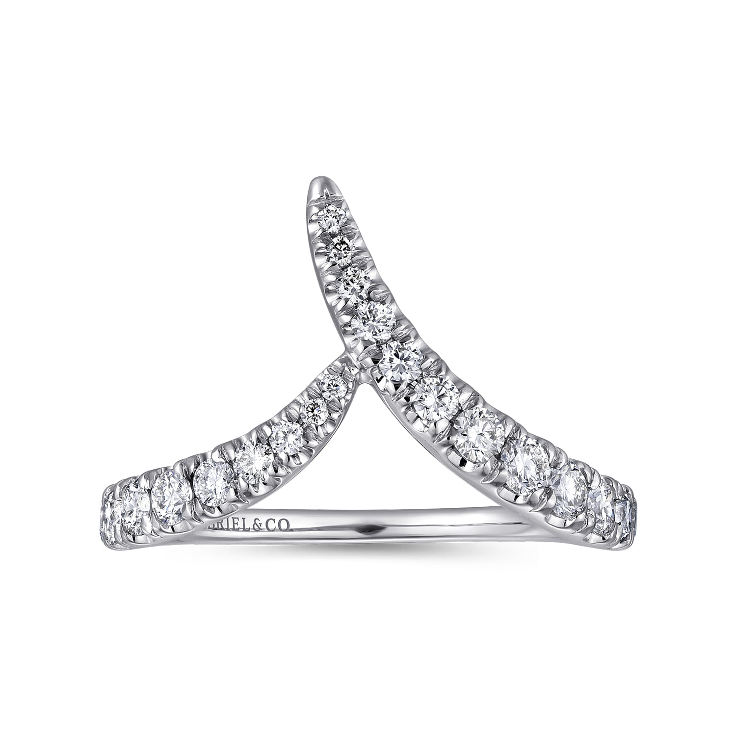 V Shaped Bypass Diamond Ring in 14K White Gold, photograph 4