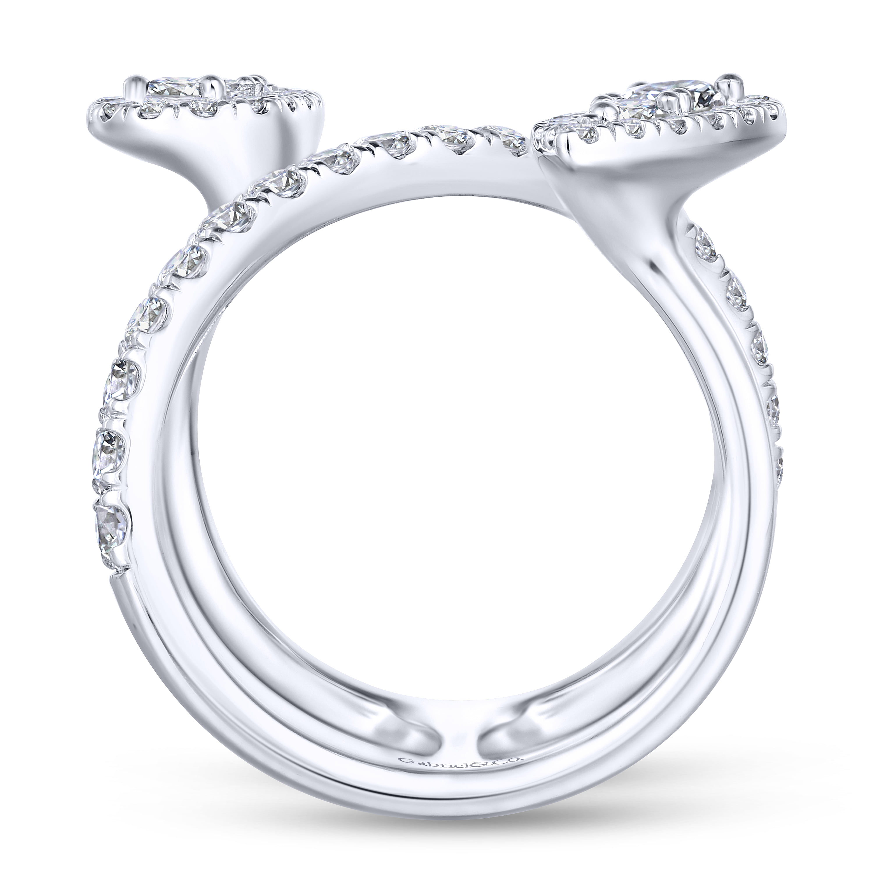 Diamond Pave Teardrops Wrap Ring in 14K White Gold, photograph 2