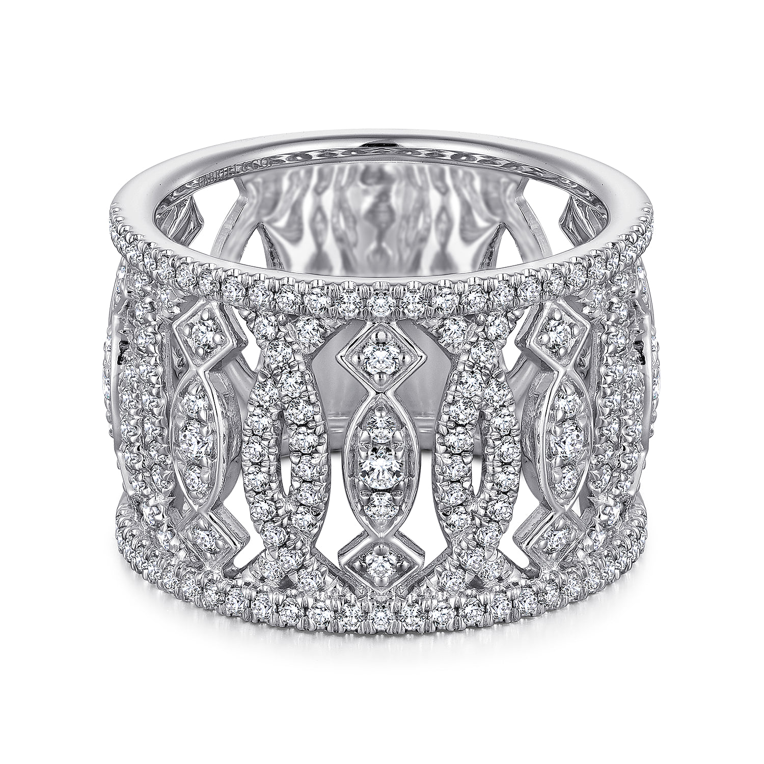 Wide Open Pattern Diamond Ring