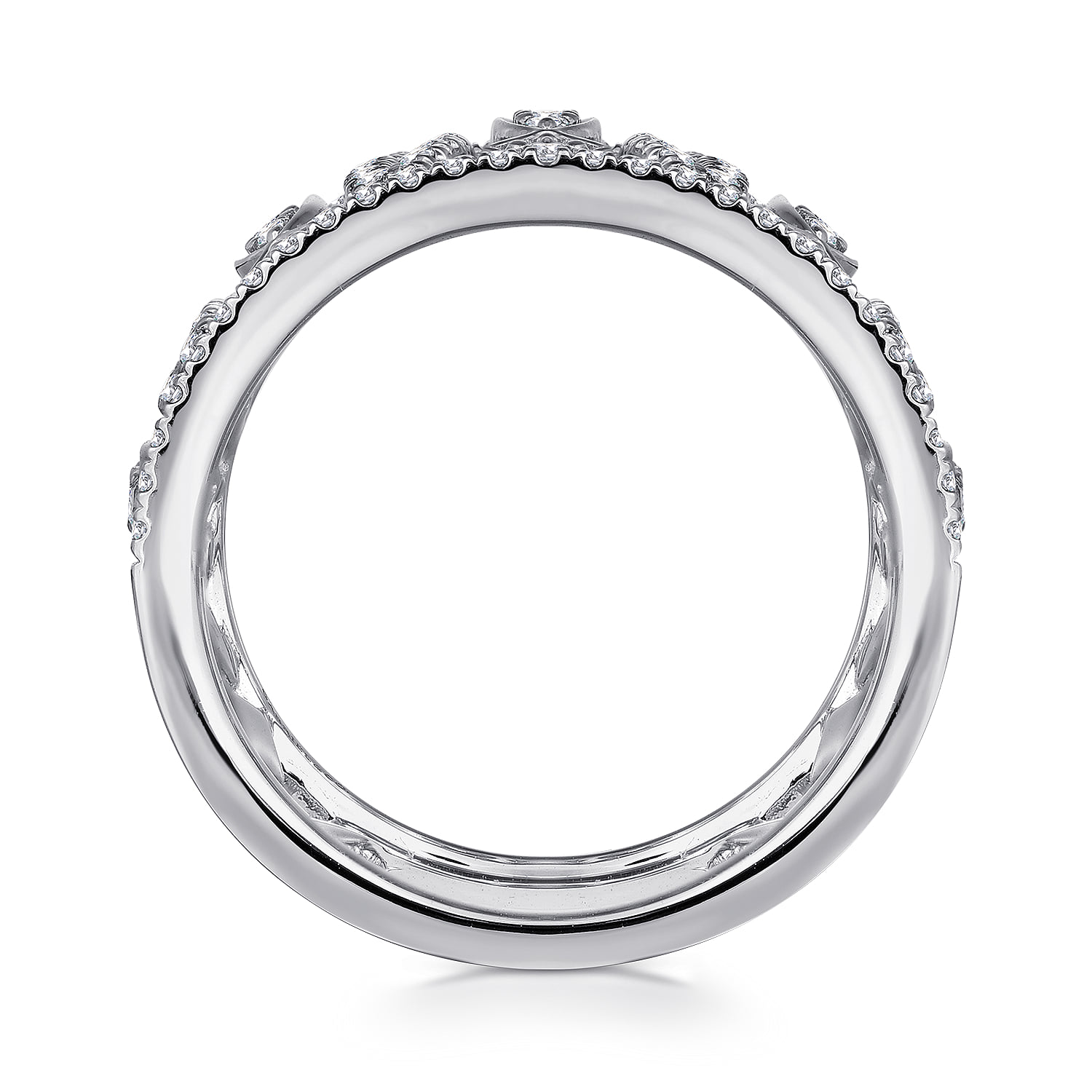 Wide Open Pattern Diamond Ring in 14K White Gold, photograph 2
