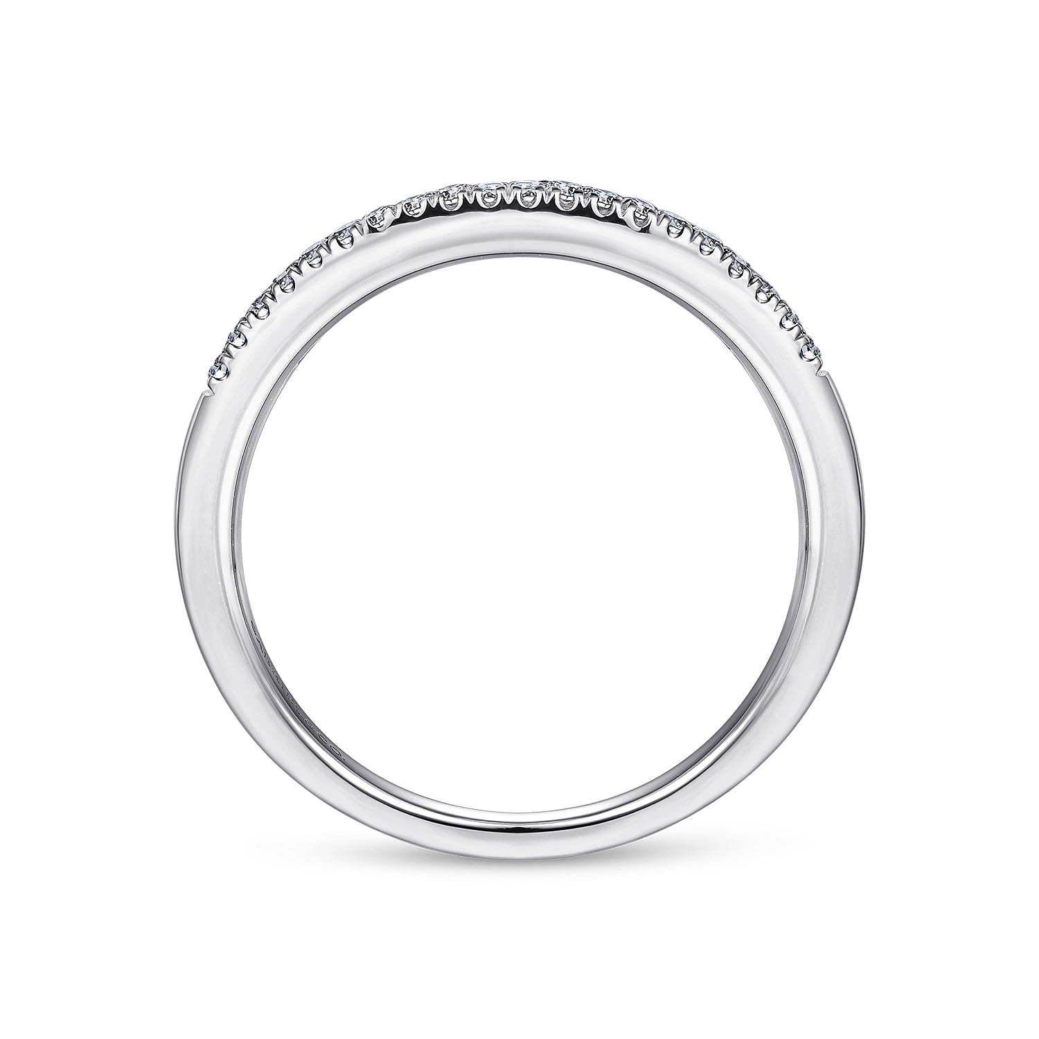Curved Pave Diamond Ring in 14K White Gold, photograph 2