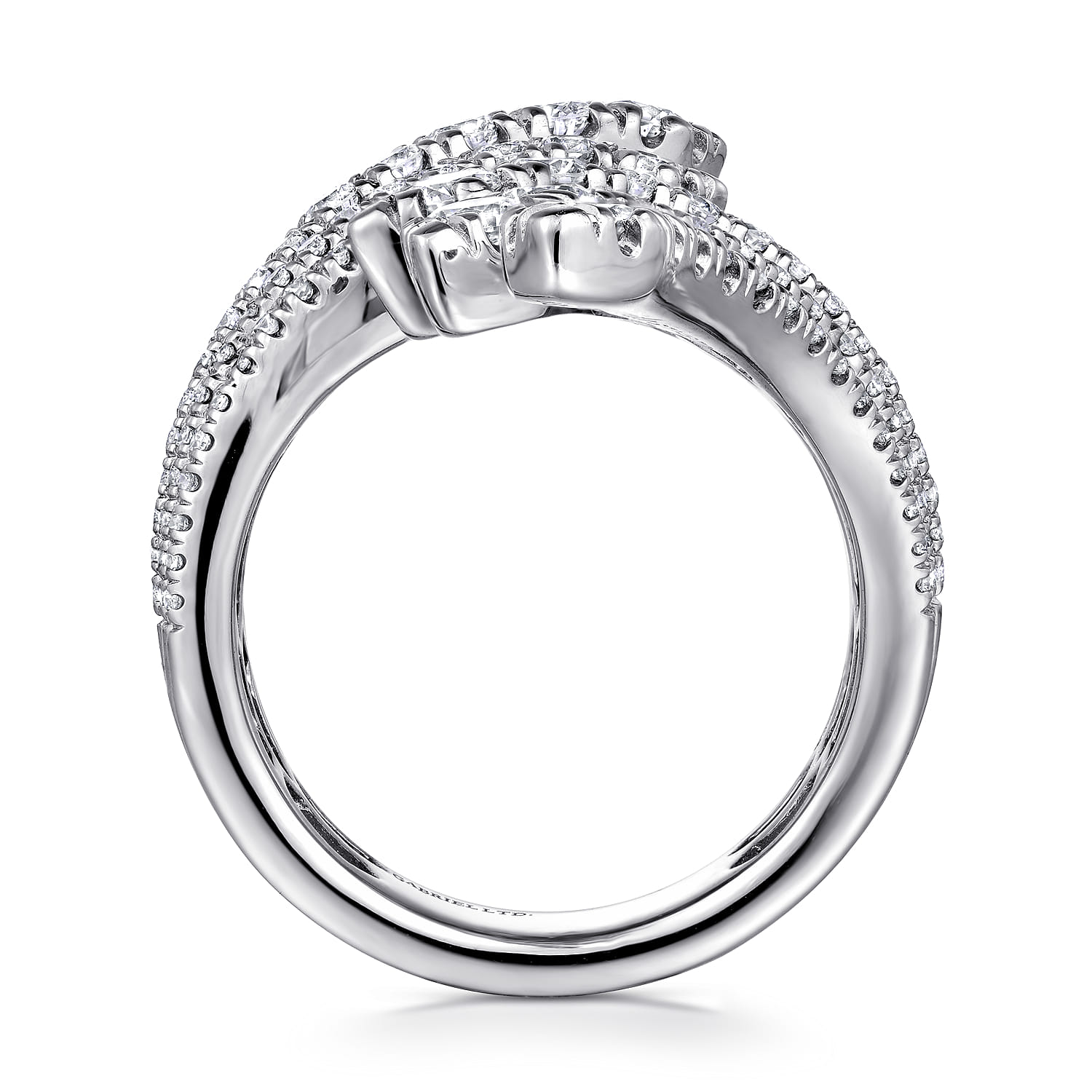 Dramatic Wide Band Diamond Fan Ring in 18K White Gold, photograph 2