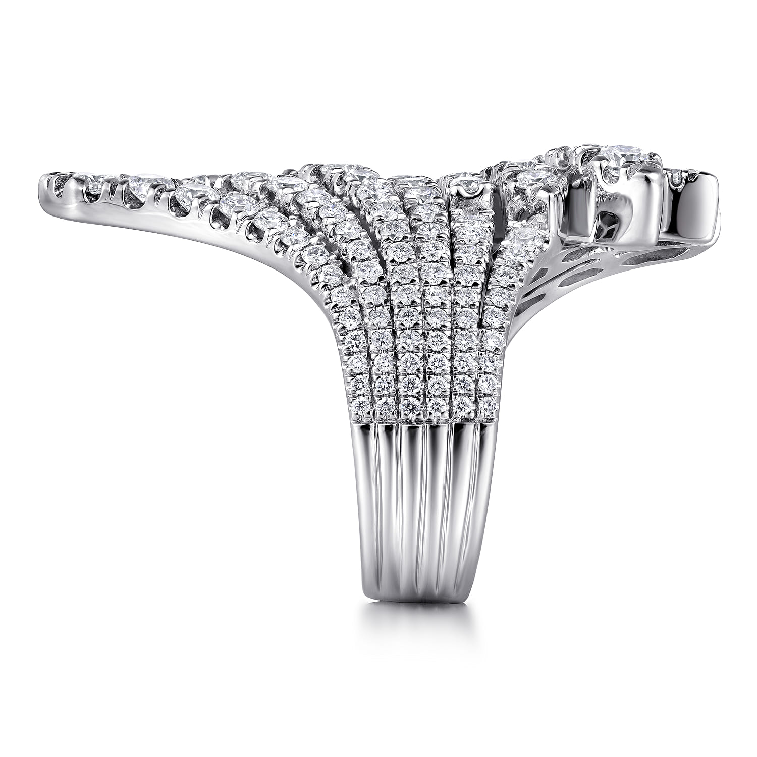 Dramatic Wide Band Diamond Fan Ring in 18K White Gold, photograph 4