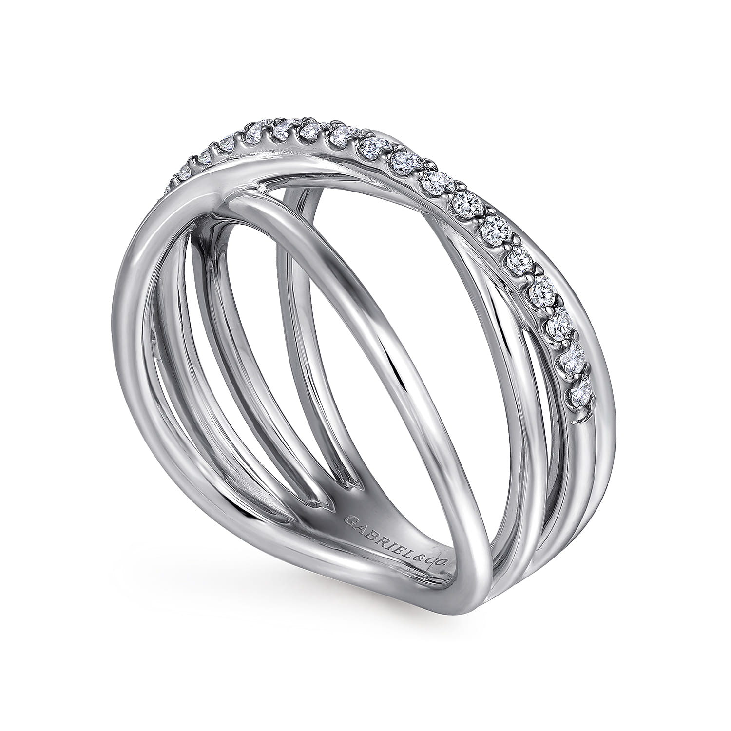 White Sapphire Twisted Ring in Sterling Silver, photograph 3