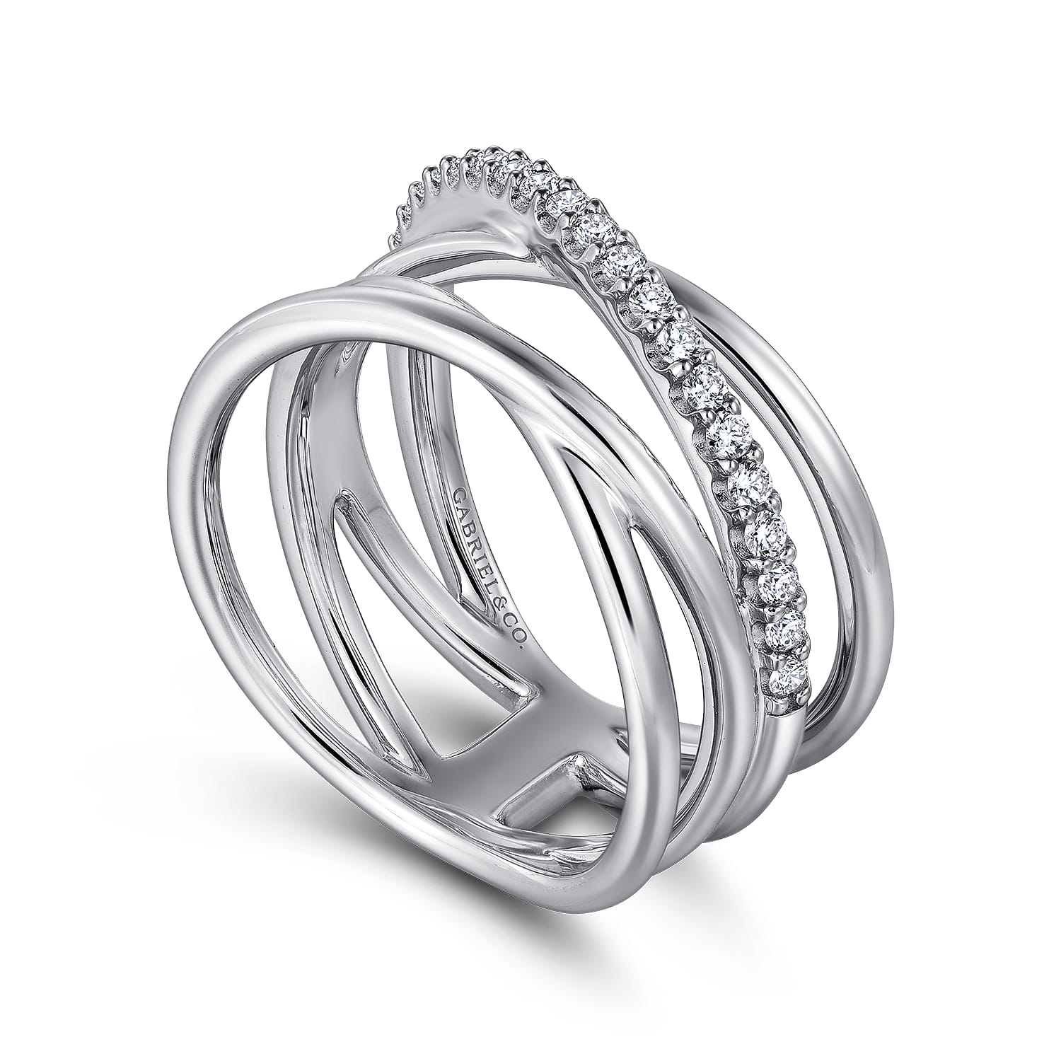 White Sapphire Twisted Ring in Sterling Silver, photograph 3