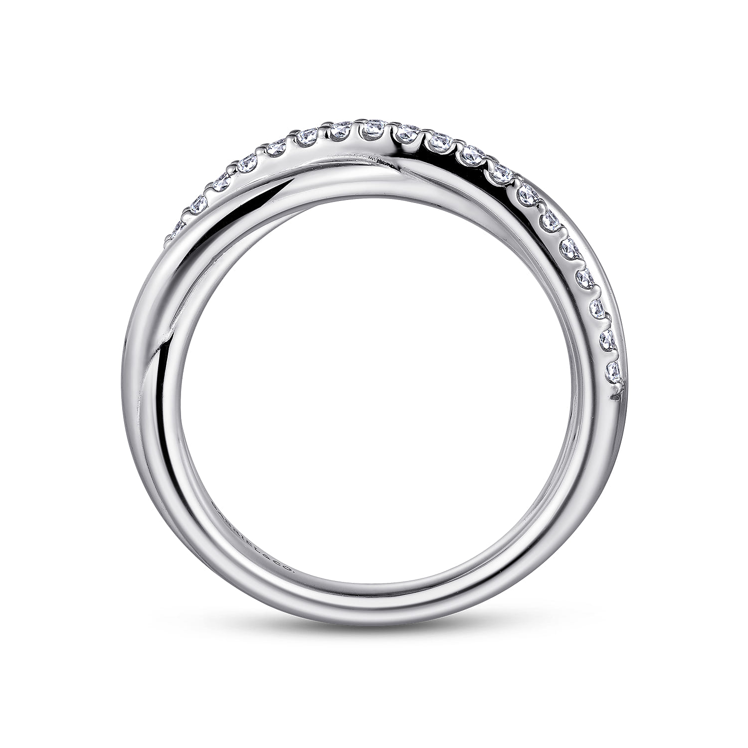 White Sapphire Criss Cross Ring in Sterling Silver, photograph 2