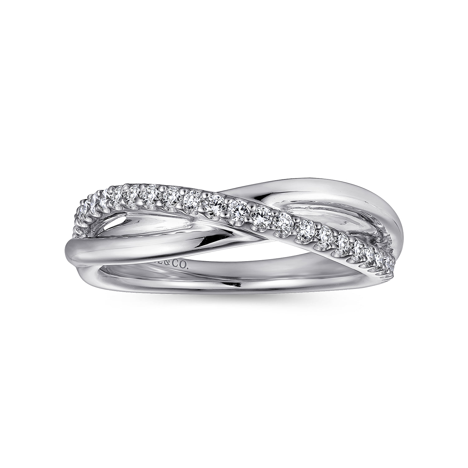 White Sapphire Criss Cross Ring in Sterling Silver, photograph 4