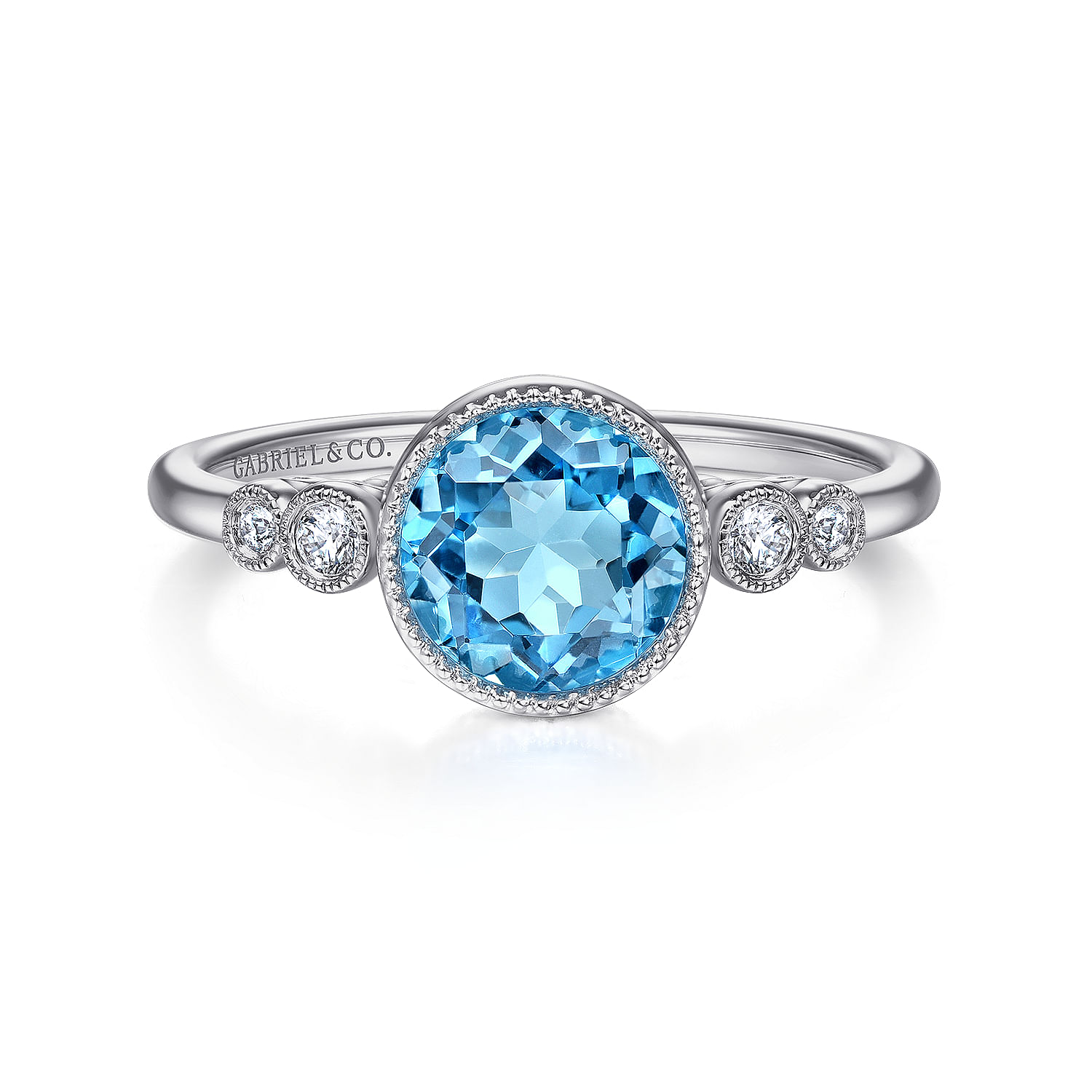 14K White Gold Blue Topaz and Diamond Ring @ $850. Shop