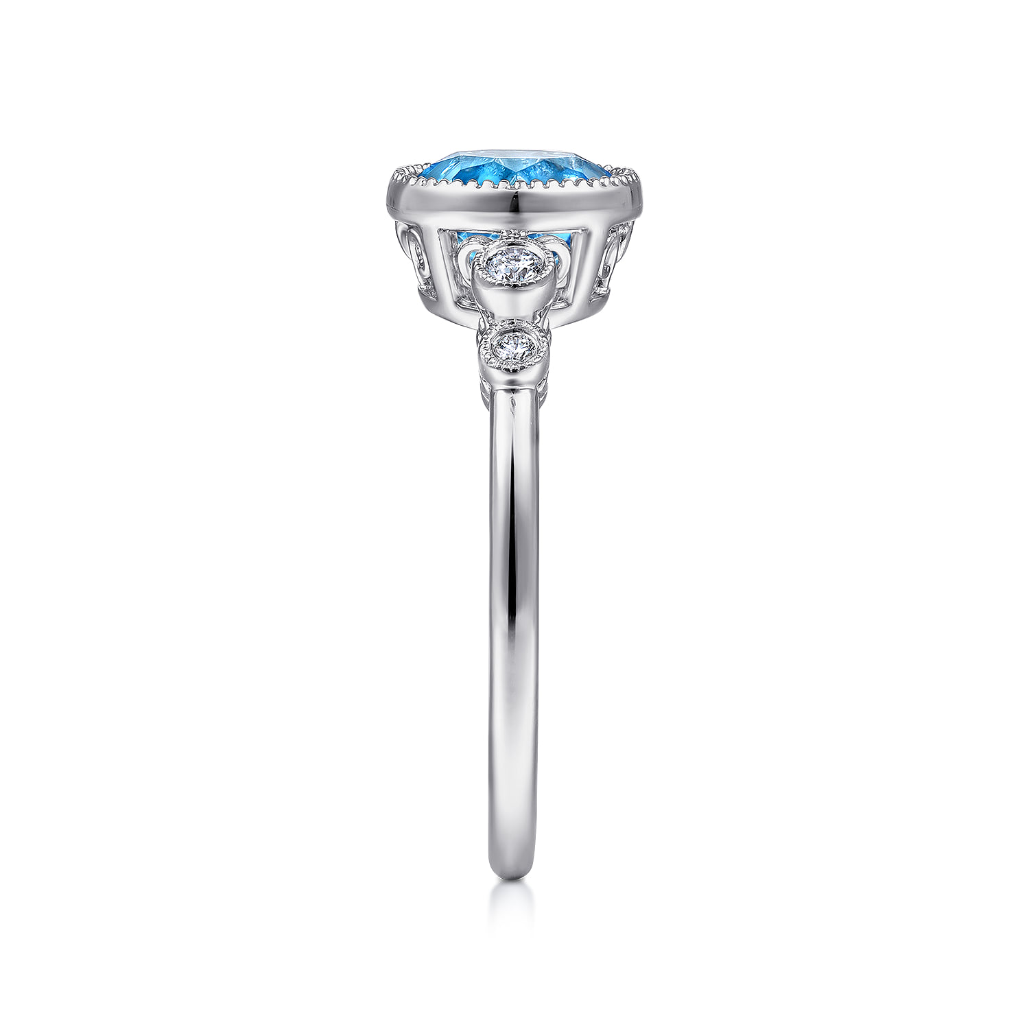 Blue Topaz and Diamond Promise Ring in 14K White Gold, photograph 4