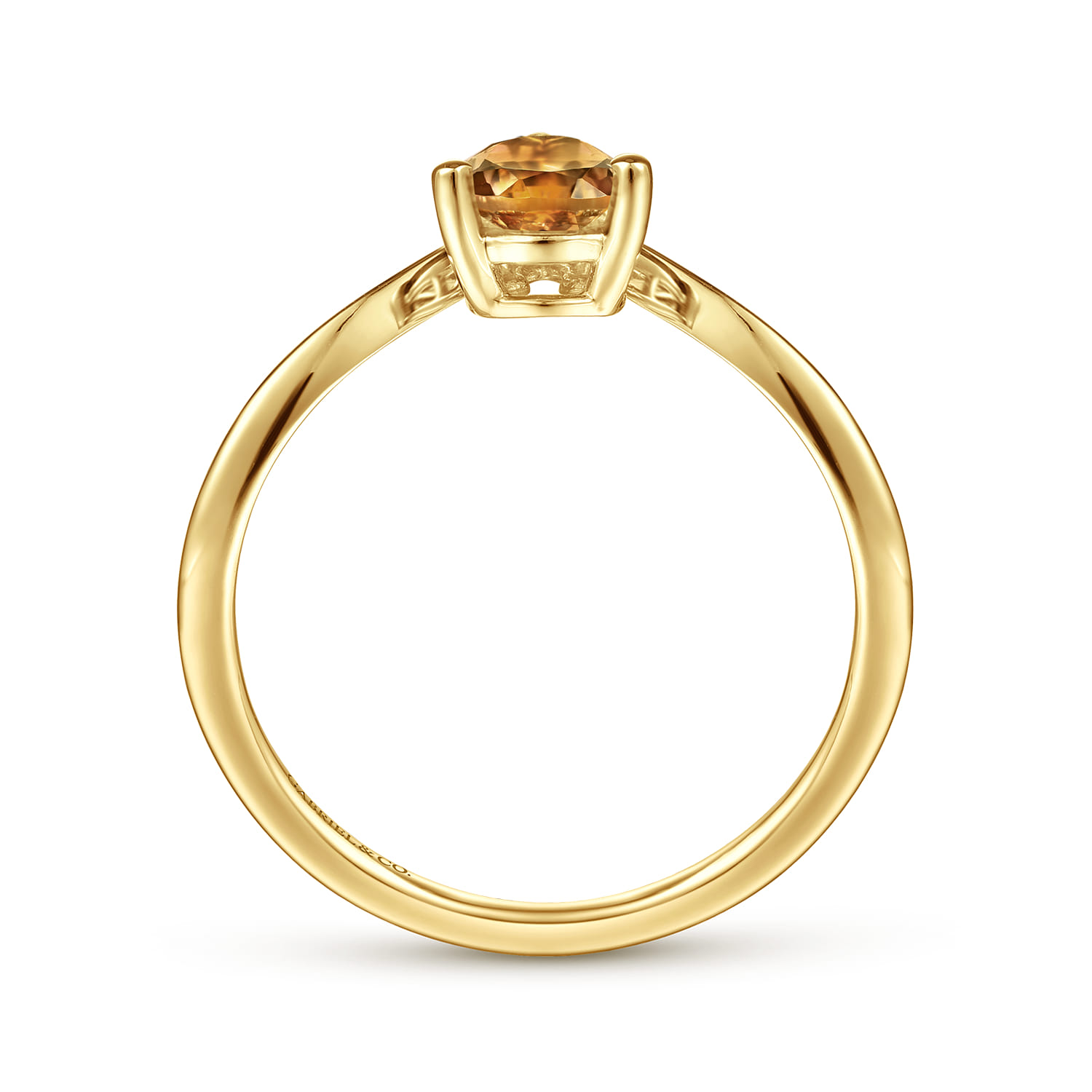 Citrine Diamond Chevron Promise Ring in 14K Yellow Gold, photograph 2