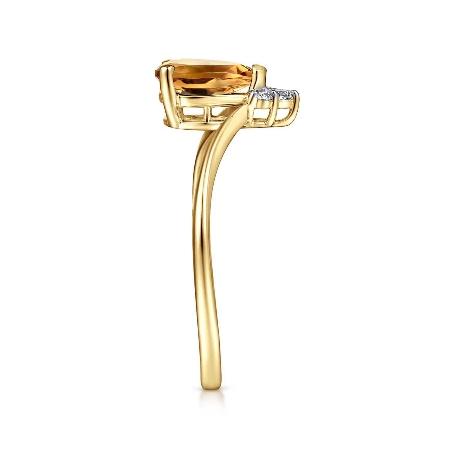 Citrine Diamond Chevron Promise Ring in 14K Yellow Gold, photograph 4