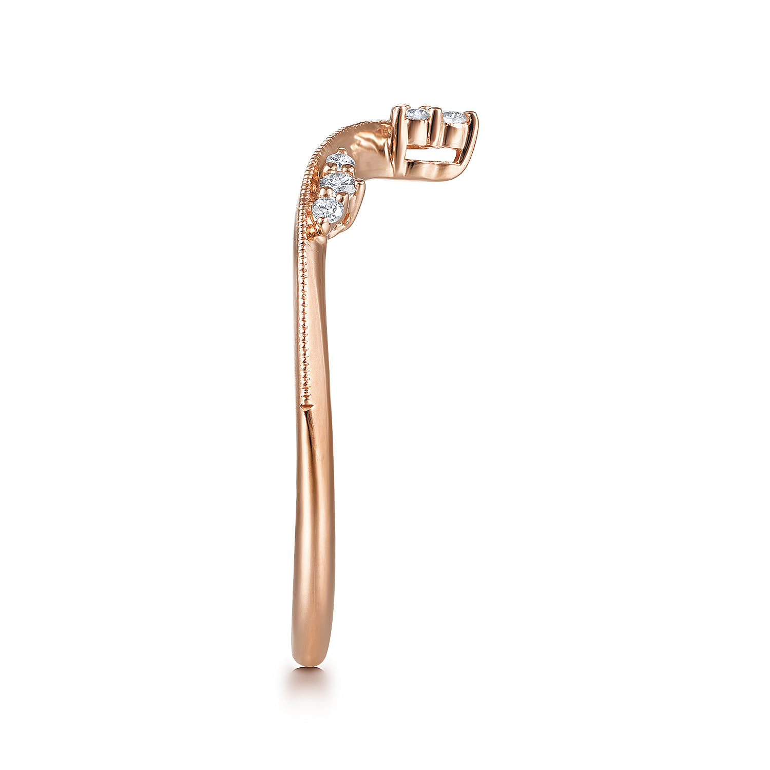 Diamond Cluster Chevron Ring in 14K Rose Gold, photograph 4