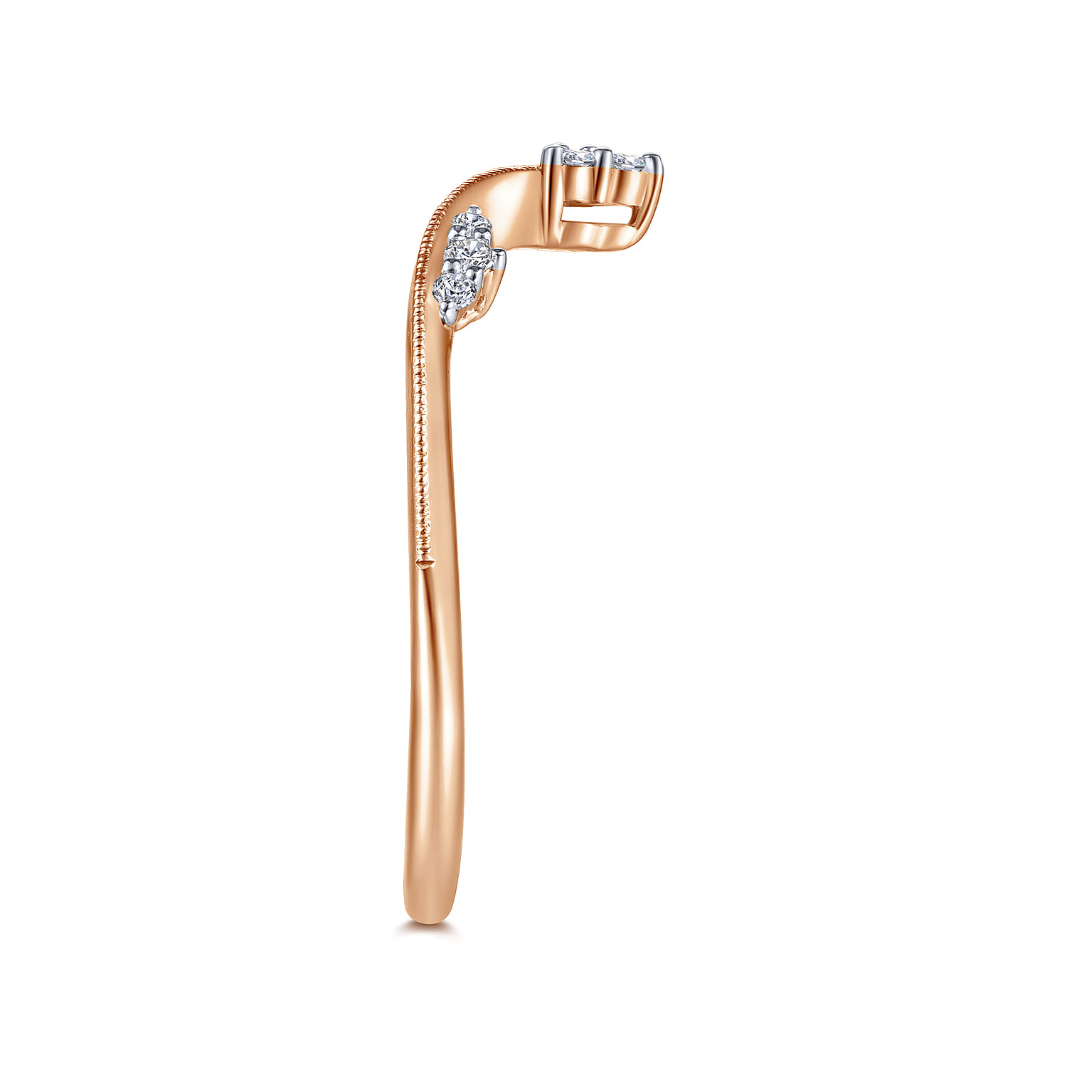 Diamond Cluster Chevron Ring in 14K Rose Gold, photograph 5