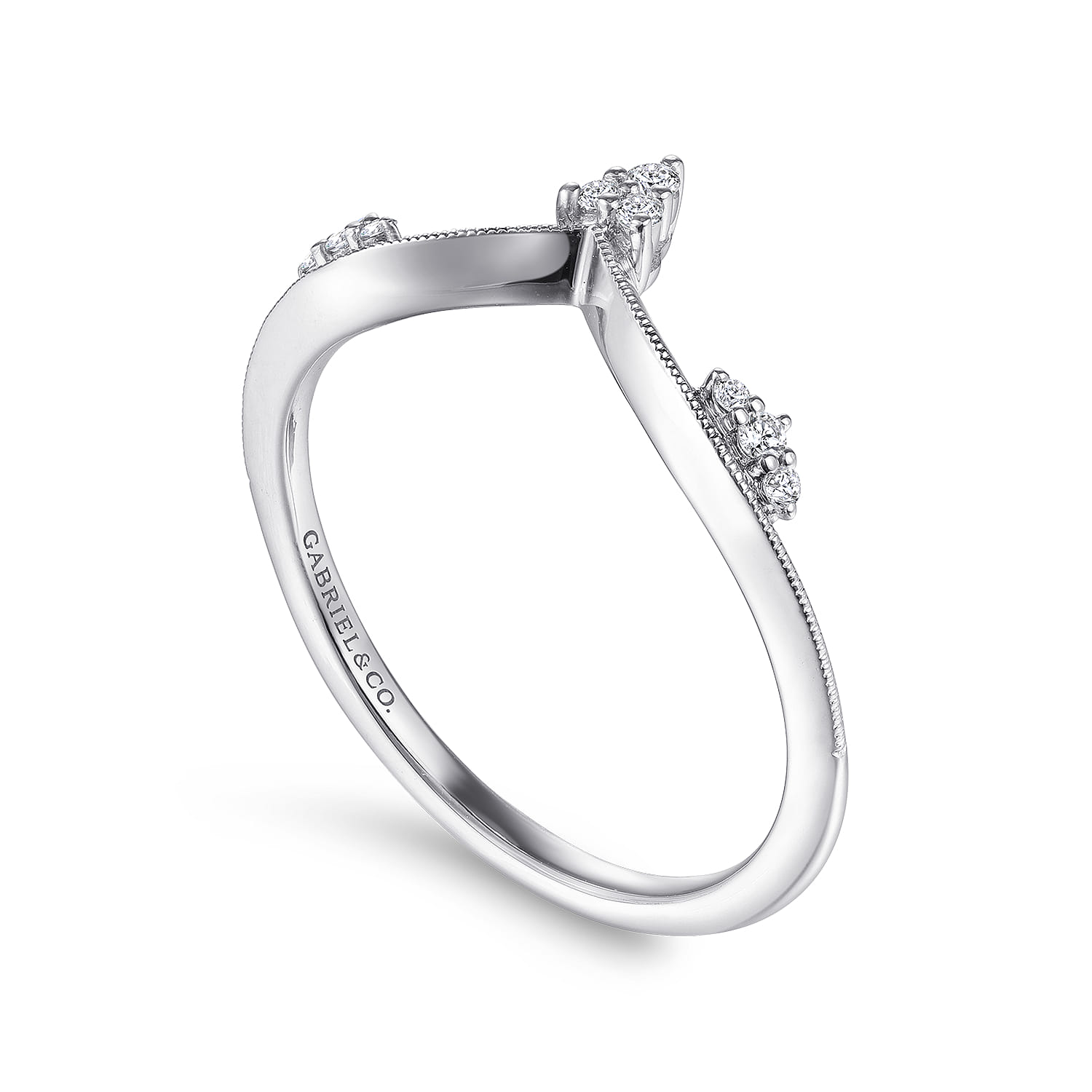 Diamond Cluster Chevron Ring in 14K White Gold, photograph 3
